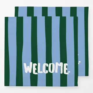Servietten Welcome grün-blau