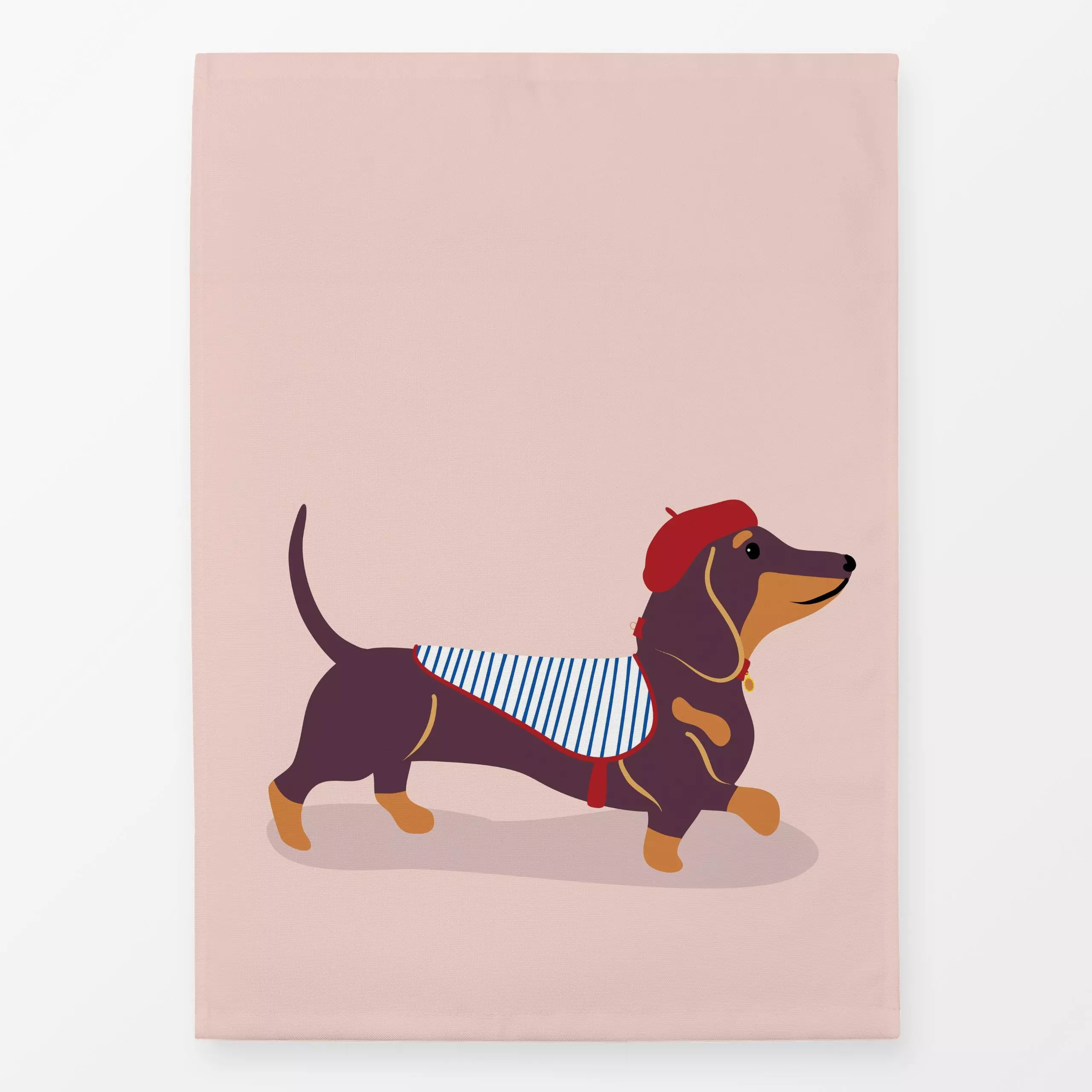 Geschirrtücher Stylischer Dackel rose - Liebe, Romantik & Pride, Tiere - von „Heyduda"; Streifen, Hund, Tiere, Kinderzimmer,...