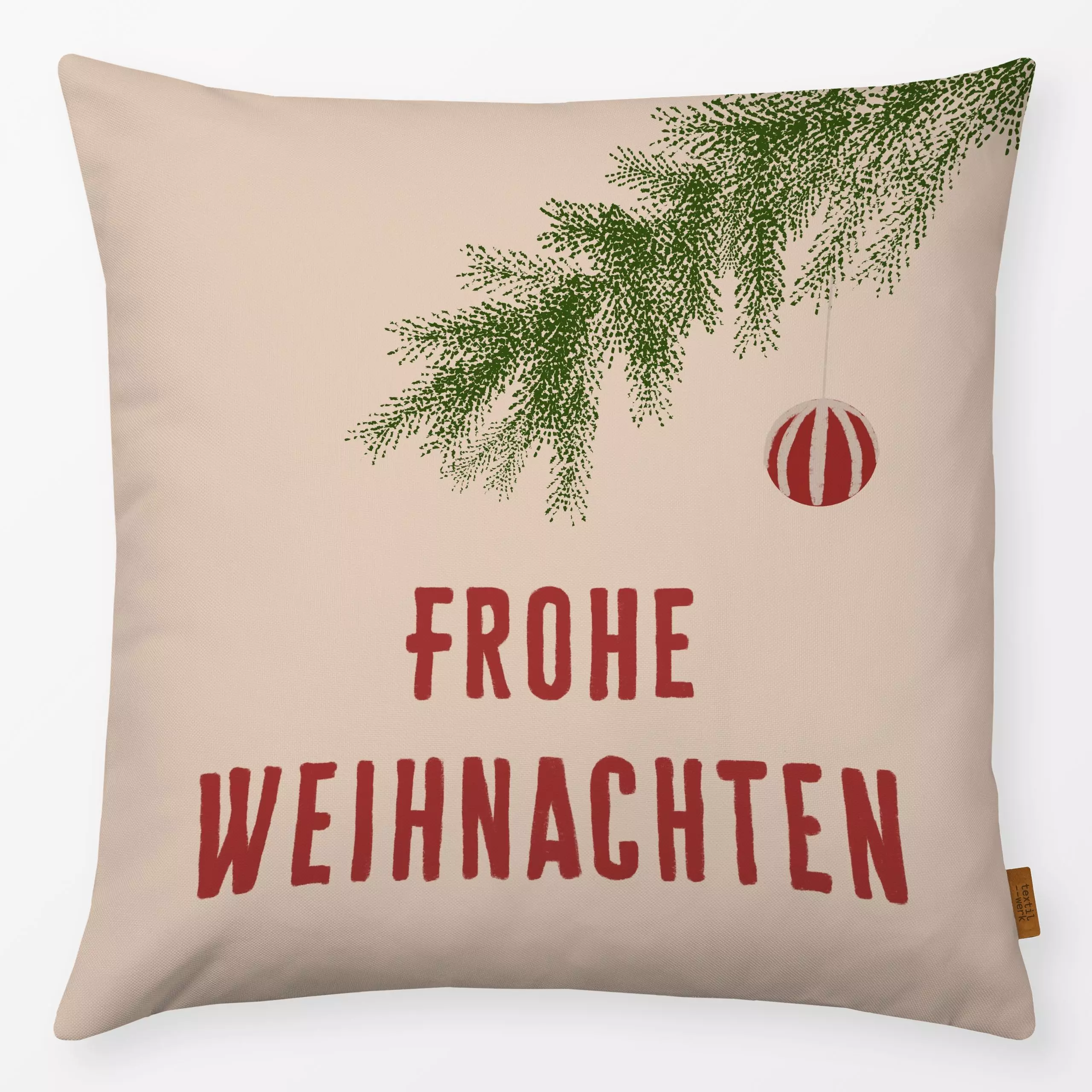 Kissen Frohe Weihnachten Rot - Sprüche & Schriftzüge, Weihnachten, Winter - von „Alisa Knöß"; Weihnachtsdeko, winterdeko, We...