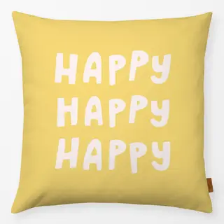 Kissen Typo Happy Gelb