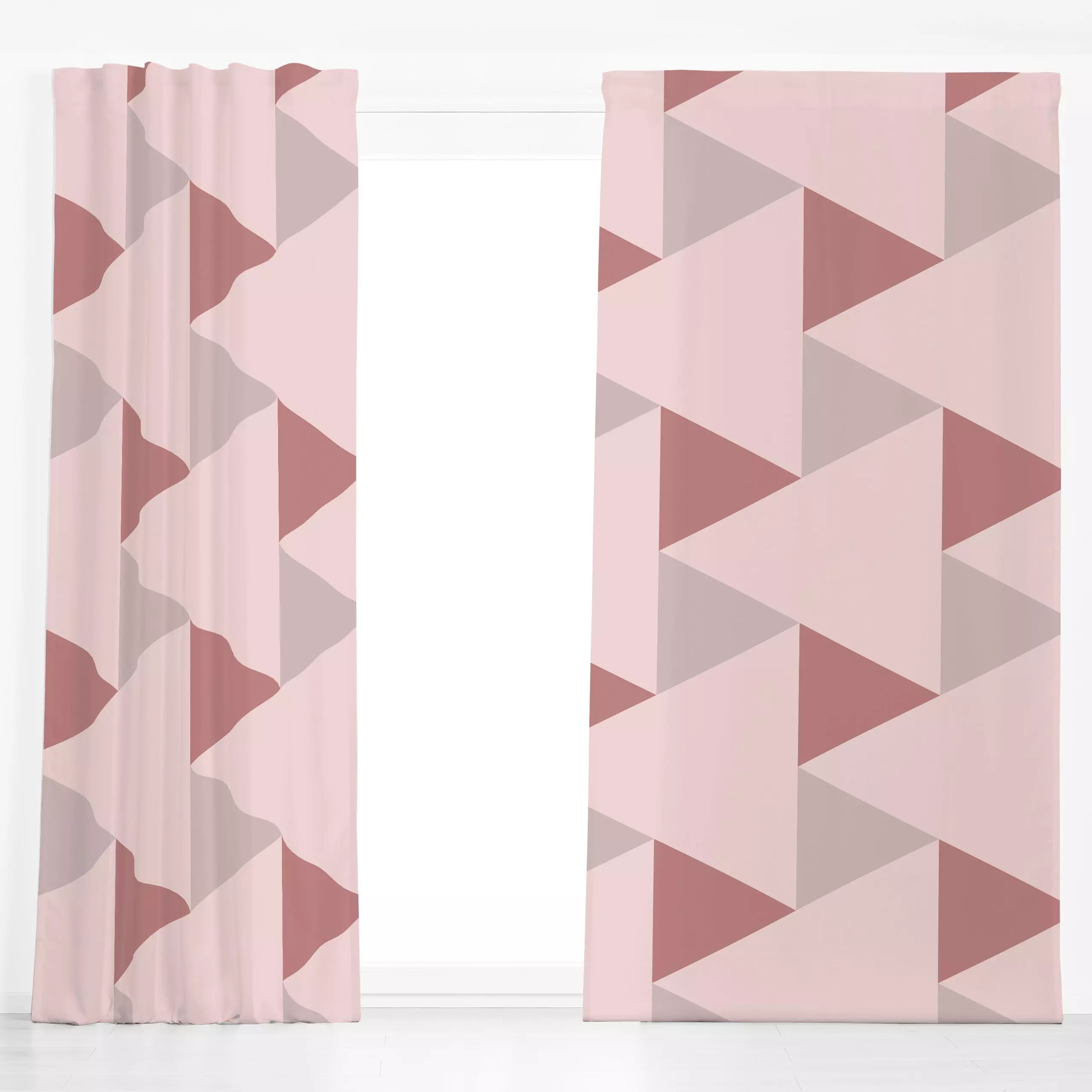 Dekovorhang geometric triangle blush - Symbole & Muster - von „Heyduda"; Muster, rosa, formen, Dreieck, nude