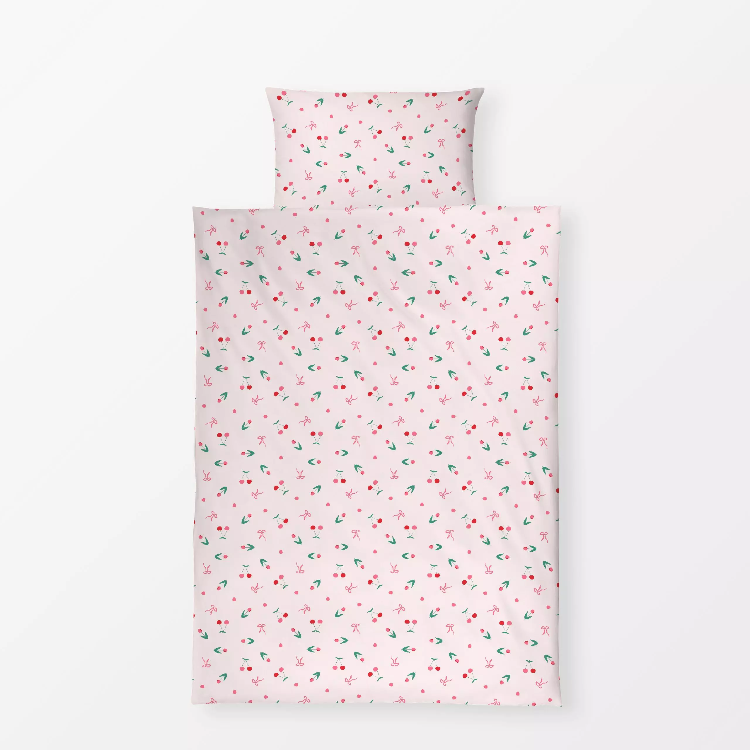 Bettwäsche Kirsch Pattern mit Schleife - Blumen & Florales, Früchte - von „Jana Moßmann"; Obst, Kirschen, Früchte, Kinderzim...