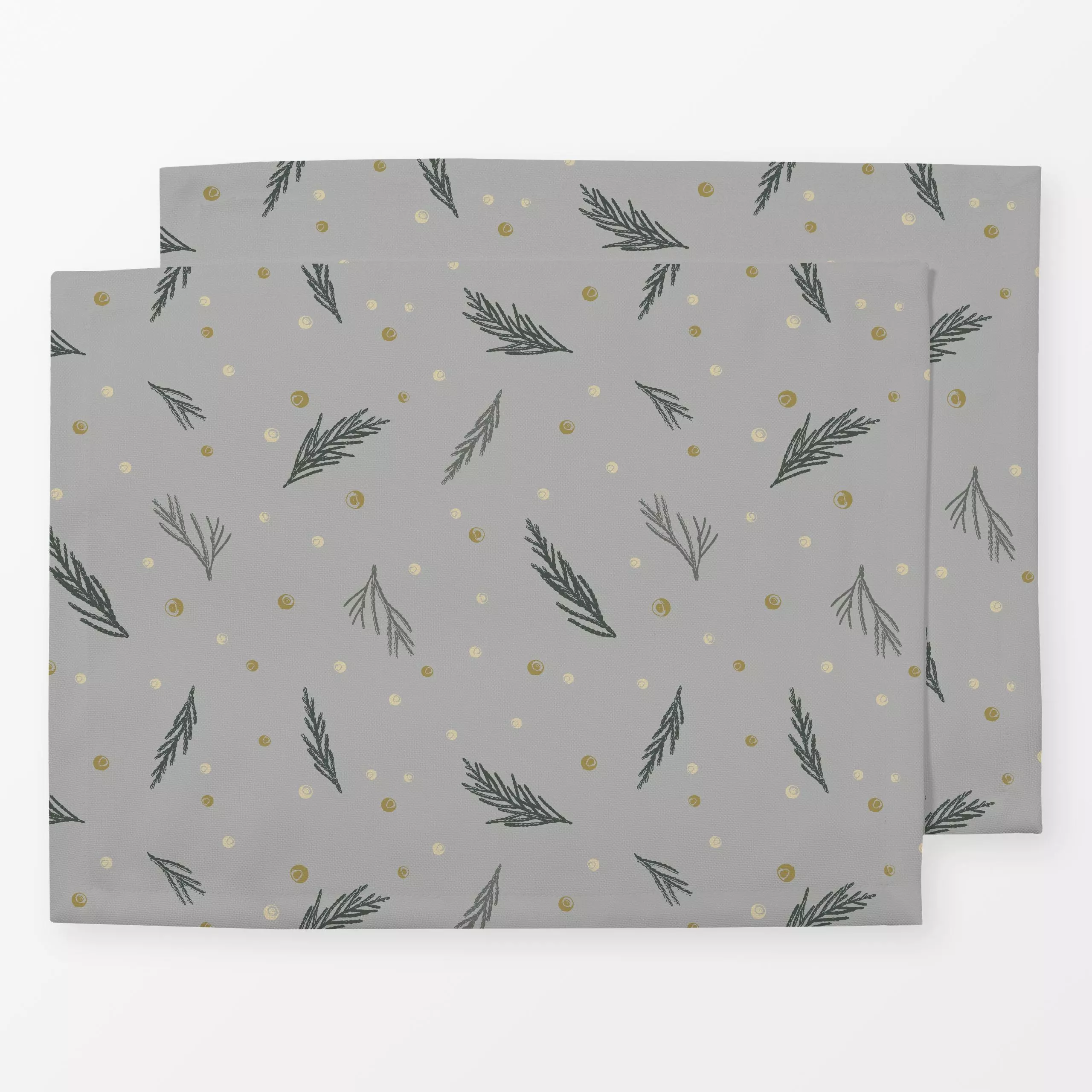 Tischset Tannenzweige hellgrün gold - Weihnachten, Symbole & Muster, Pflanzen & Botanik - von „Carolin Vonhoff"; Muster, Pun...