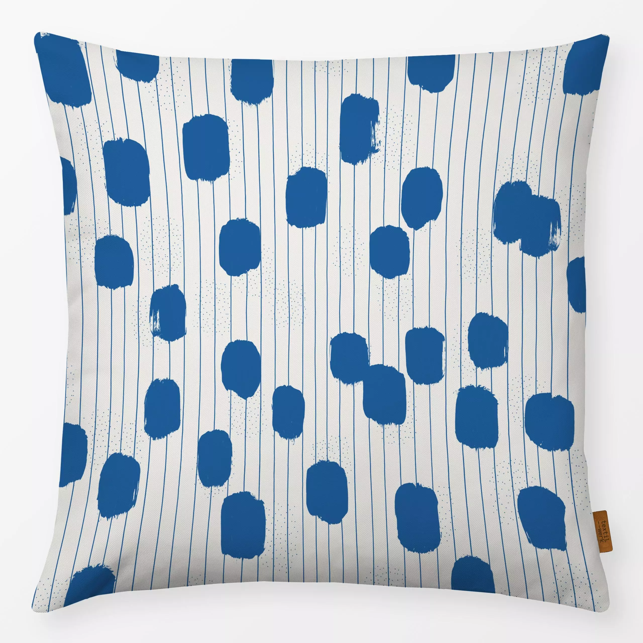 Kissen Streifenliebe Tupfen 4 - Symbole & Muster - von „Primus Pattern"; linie, Blaugrau, Punkte, Streifen, punkt, maritim, ...