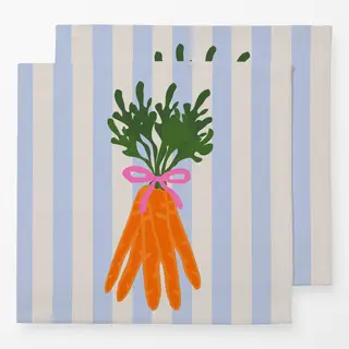 Servietten Karotten Auf Streifen Hellblau