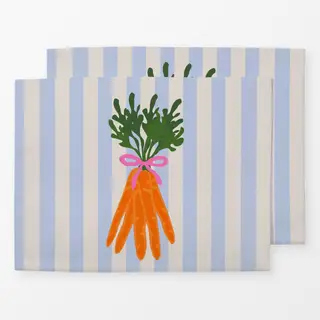 Tischset Karotten Auf Streifen Hellblau