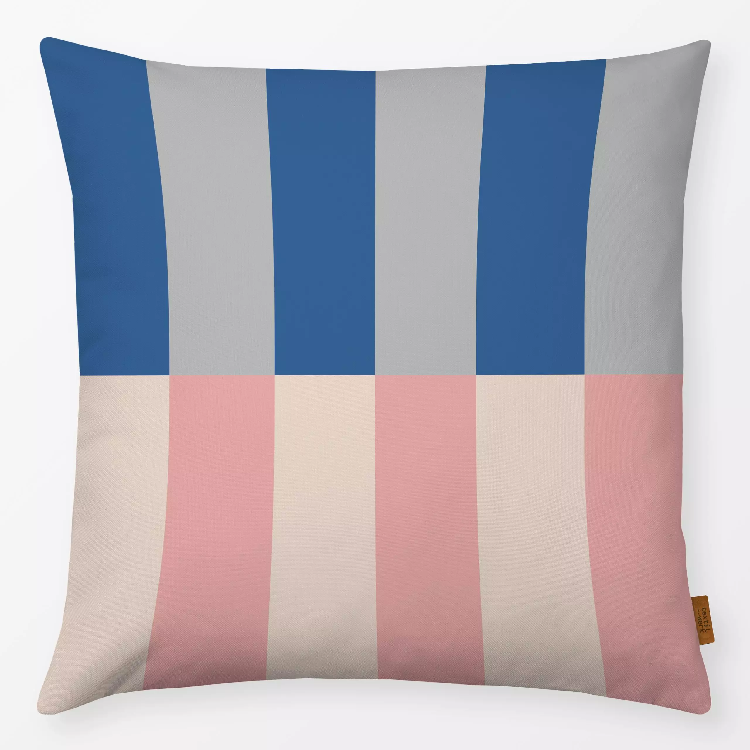Kissen Kacheln Fun Kollektion - Symbole & Muster - von „Fjord Studio"; minimal, Streifen, rosa, graphisch, blau, bunt, fun, ...
