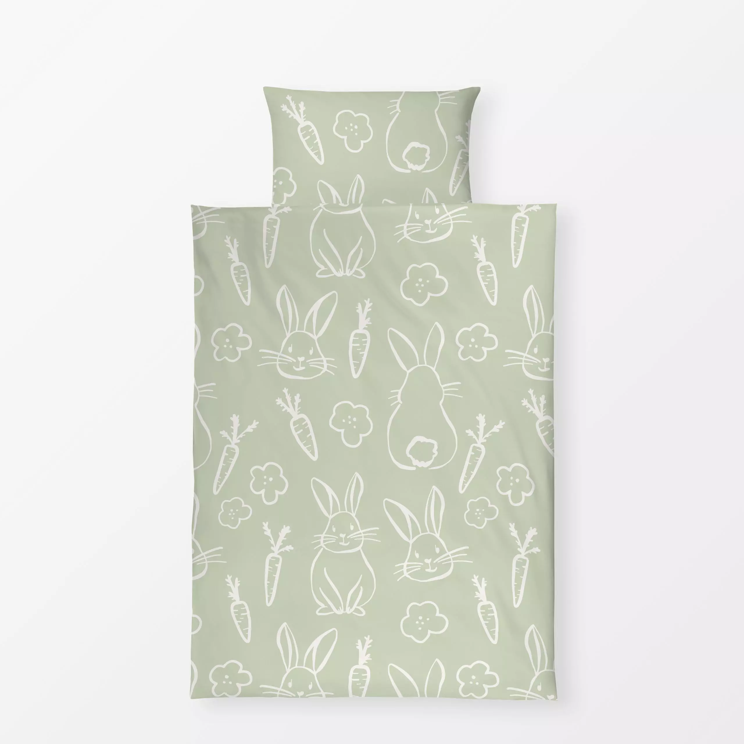 Bettwäsche Hasen Allover grün - Frühling, Tiere, Anlässe, Ostern - von „Kruth Design"; Hase, Osterhase, Gartendeko, kruthdes...