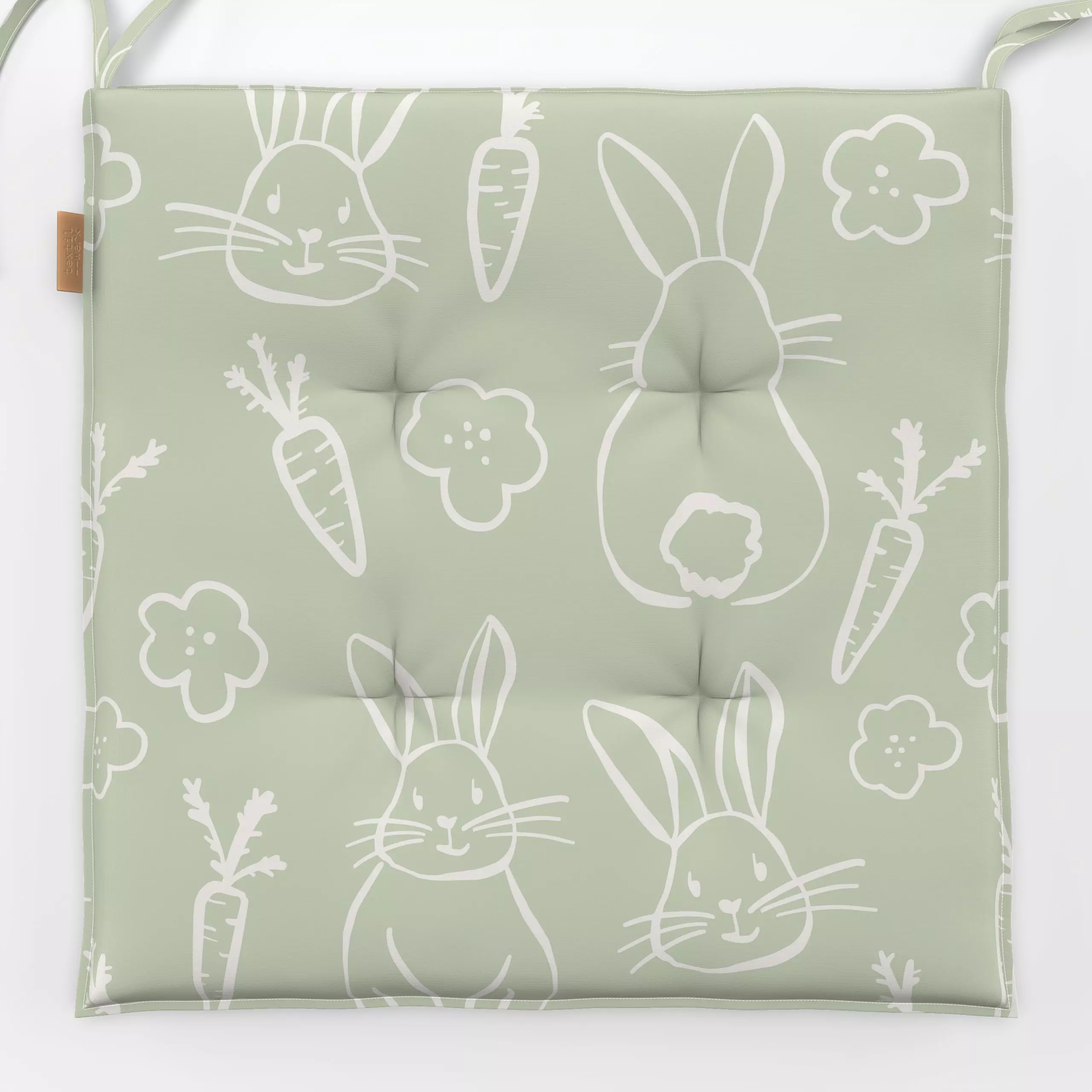 Sitzkissen Hasen Allover grün - Frühling, Tiere, Anlässe, Ostern - von „Kruth Design"; Hase, Osterhase, Gartendeko, kruthdes...