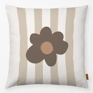 Kissen Streifen Blume beige