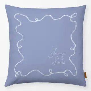 Kissen Perlenkette Rahmen Blau Typo
