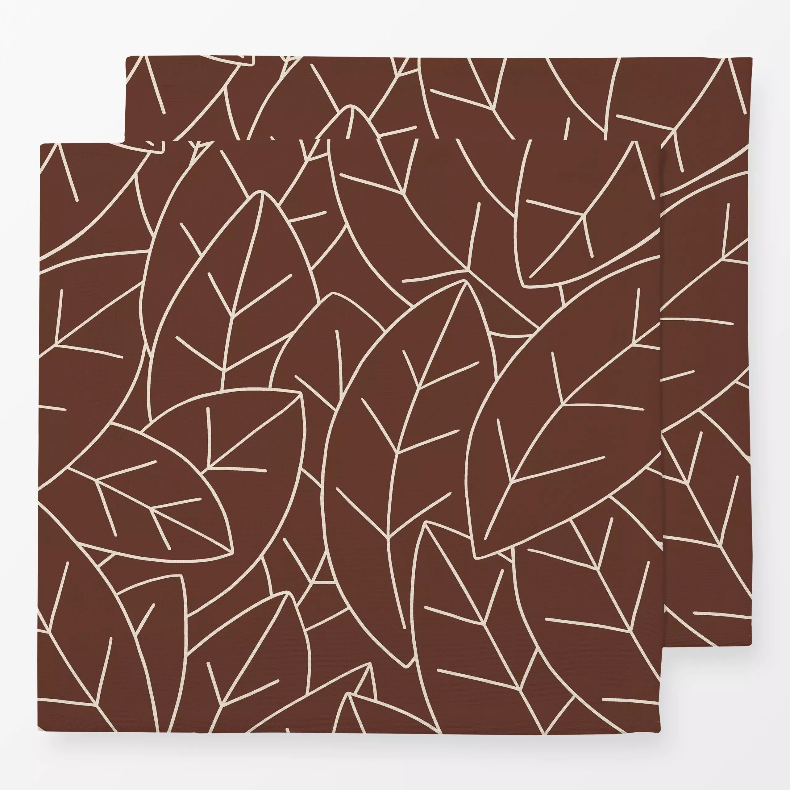 Servietten Blätter Outlines braun - Herbst, Pflanzen & Botanik - von „Studio Kesse"