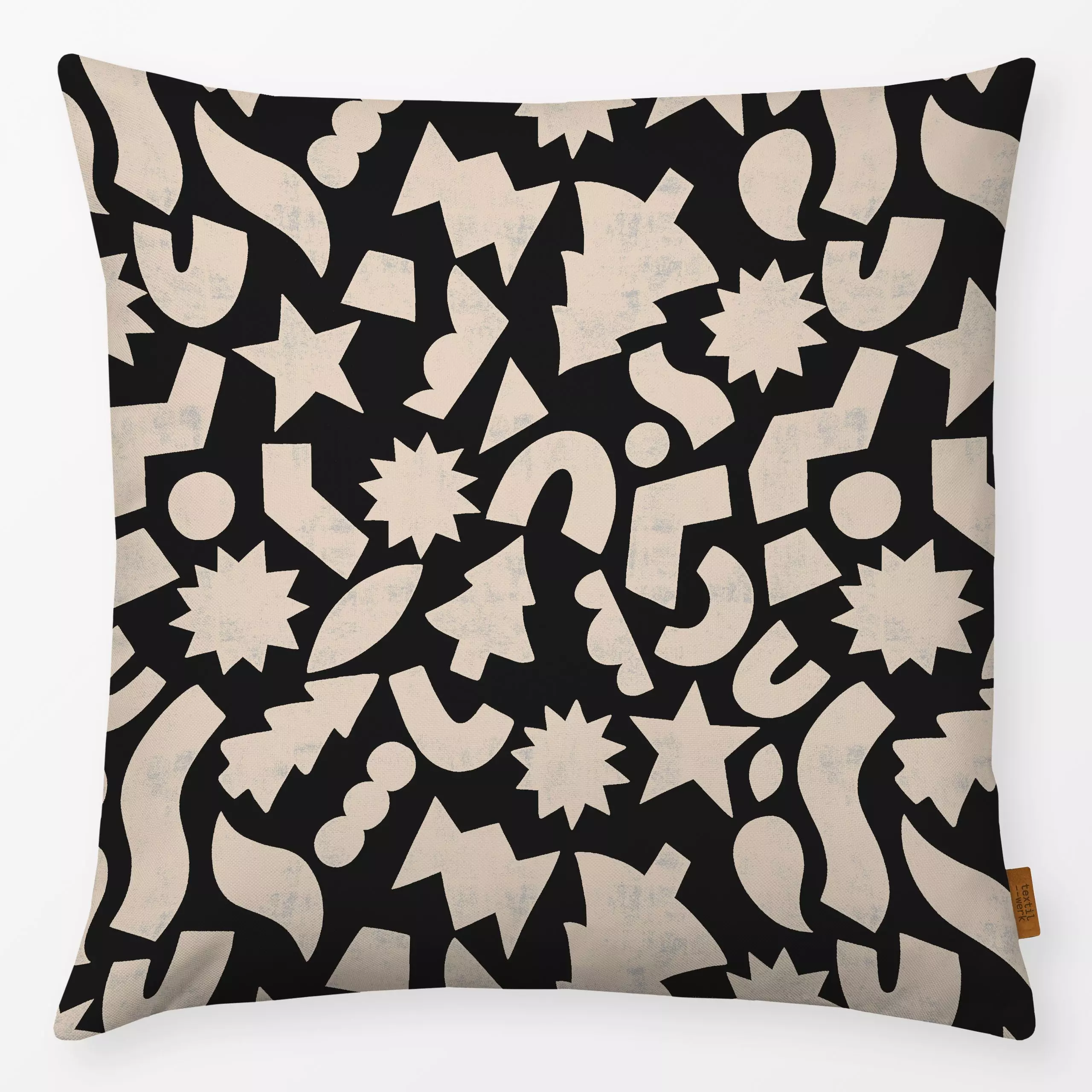 Kissen Weihnachtsmuster schwarz - Weihnachten, Winter - von „Studio Kesse"; abstrakt, Wald, Merry Christmas, Tannenbaum, Wei...