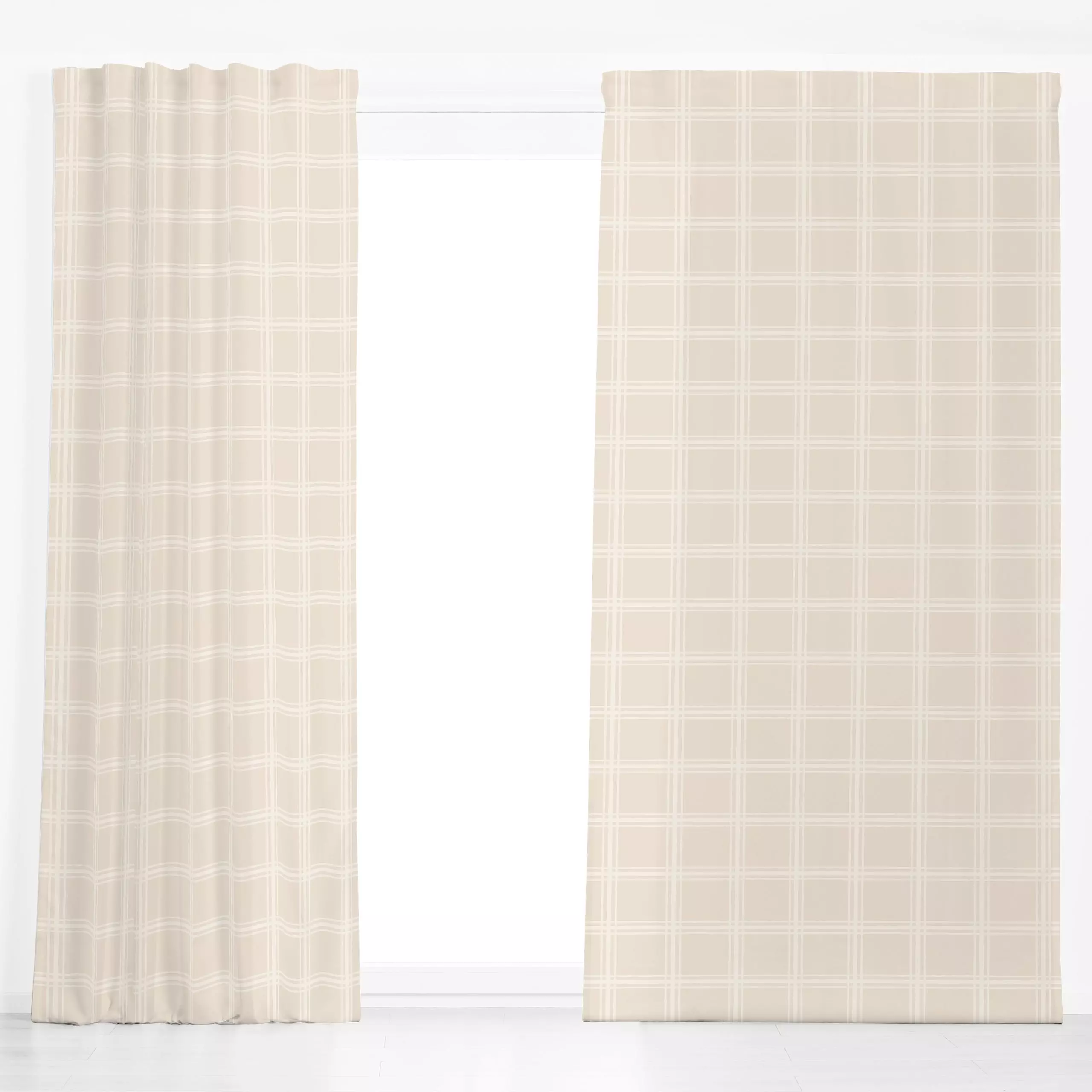 Dekovorhang Autumn Checks beige white - Herbst, Winter, Symbole & Muster - von „Karen Menzenbach"; Muster, beige, grafisch, ...