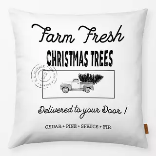 Kissen Vintage Holidays Farm Trees BW