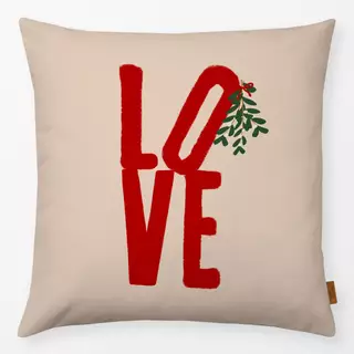 Kissen LOVE Mistelzweig Beige