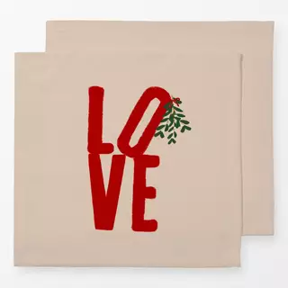 Servietten LOVE Mistelzweig Beige
