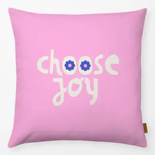 Kissen choose joy blaue Blüten