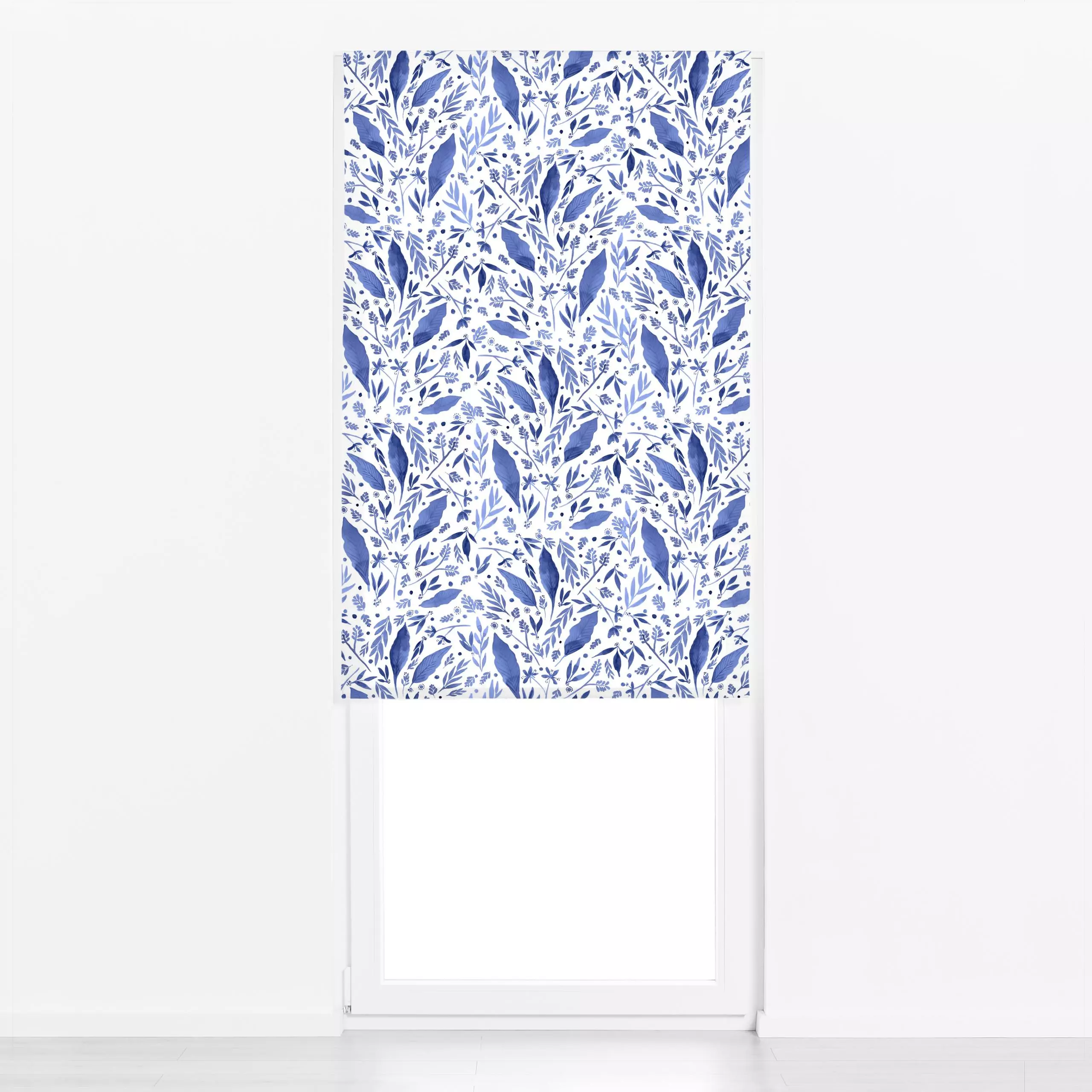 Raffrollo Delft Blue Chinoiserie Floral - Blumen & Florales, Pflanzen & Botanik, Retro & Vintage - von „Bloomery Decor"; Bot...