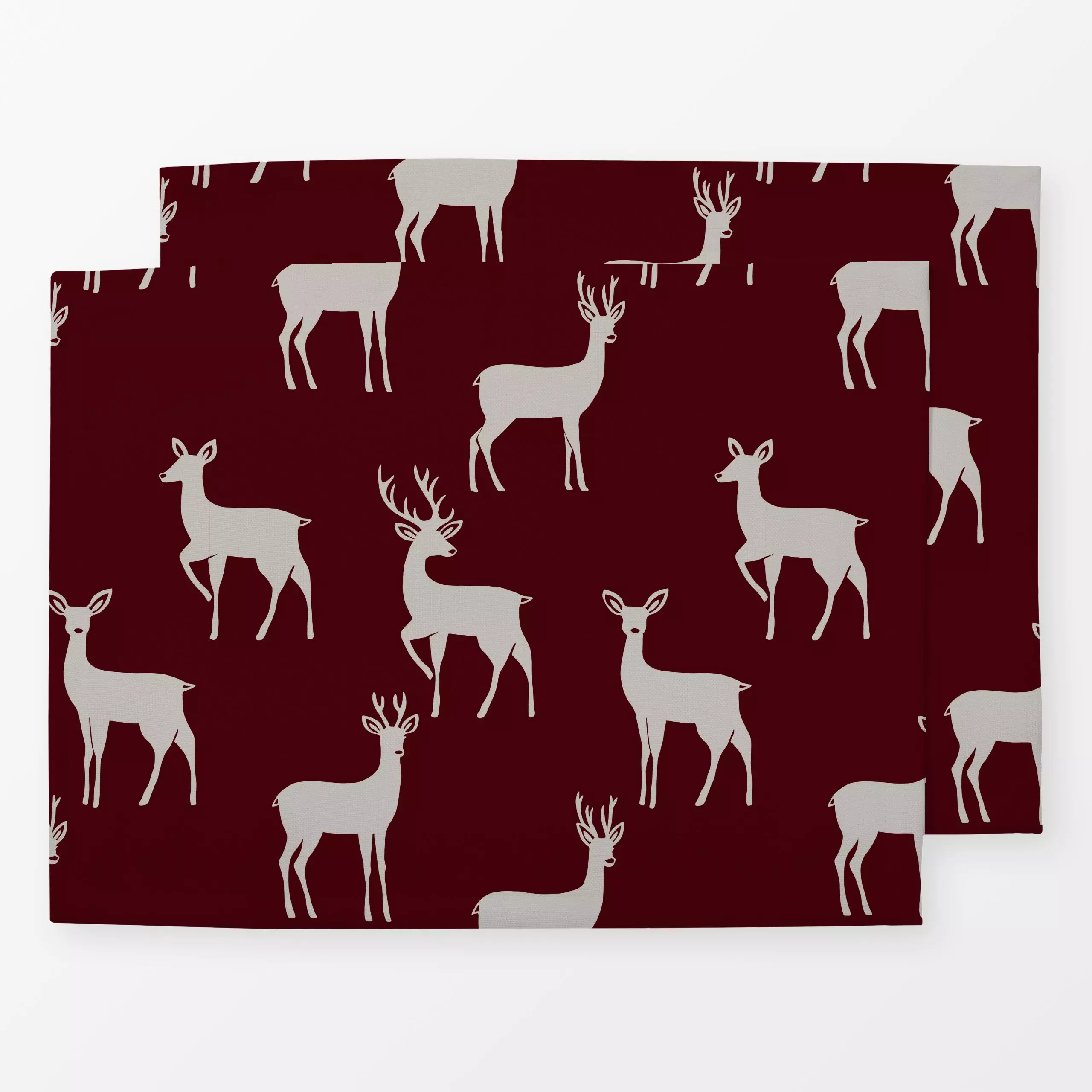 Tischset Rehe Hirsche rot - Tiere, Weihnachten - von „Studio Kesse"; Weihnachten, Winter, Herbst, Hirsch, Scandi, Weihnachts...