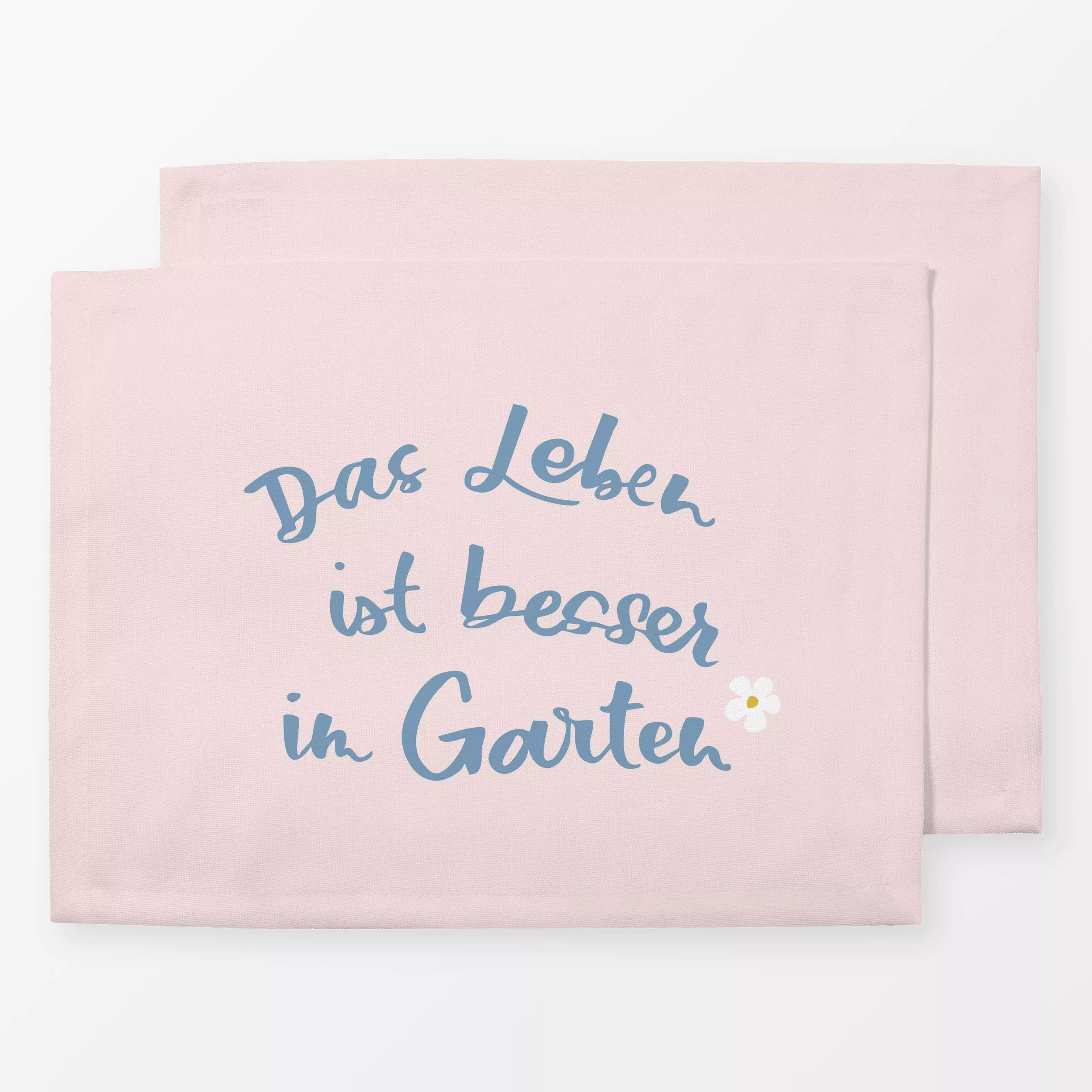 Tischset Das Leben im Garten rosa - Frühling, Sommer, Sprüche & Schriftzüge - von „Katrin Graff"; Garten, landhaus, Floral, ...