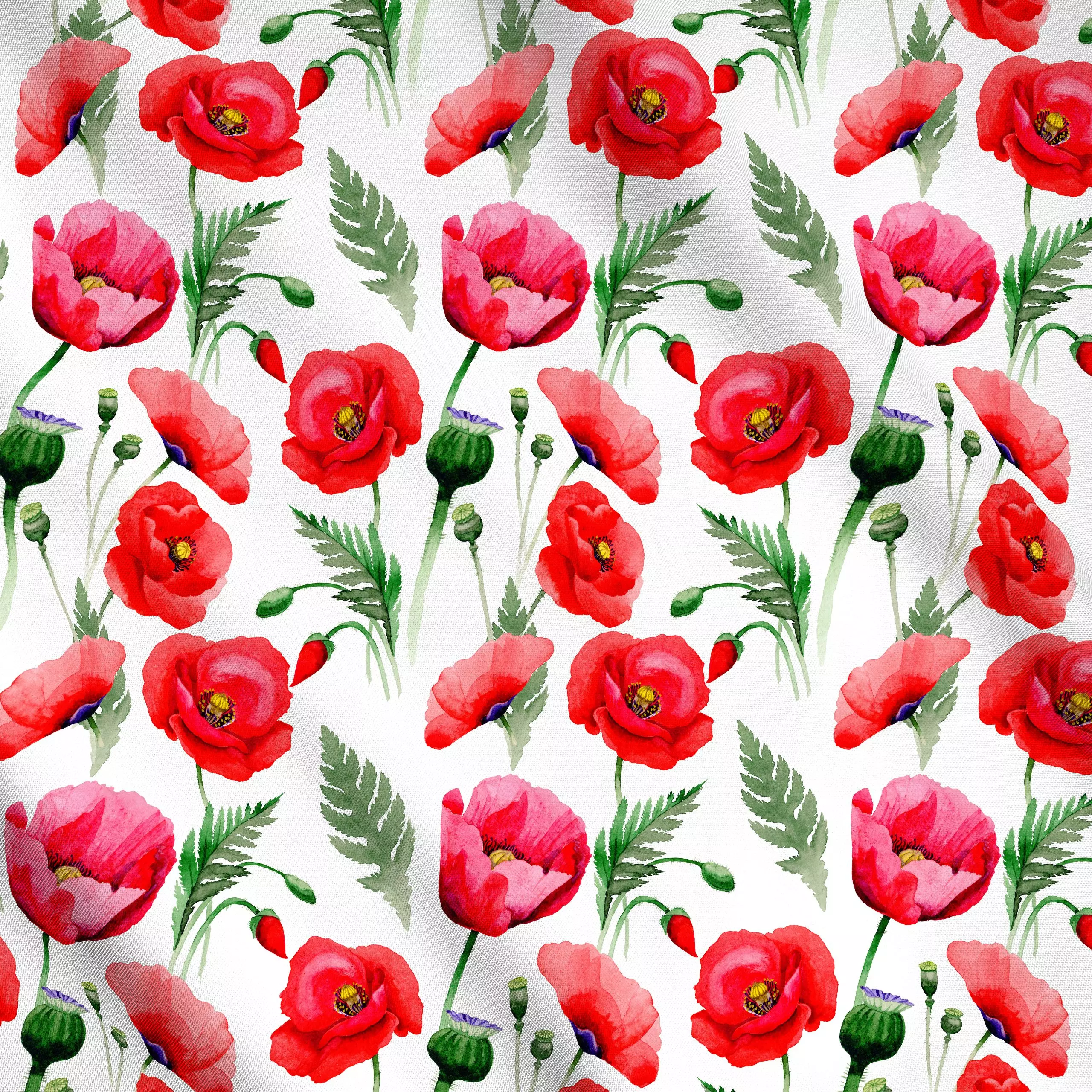 Meterware Mohnfeld - Blumen & Florales, Sommer - von „Uta Naumann"; Wasserfarben, skandinavisch, Mohn, Wildblumen, Hygge, Wi...