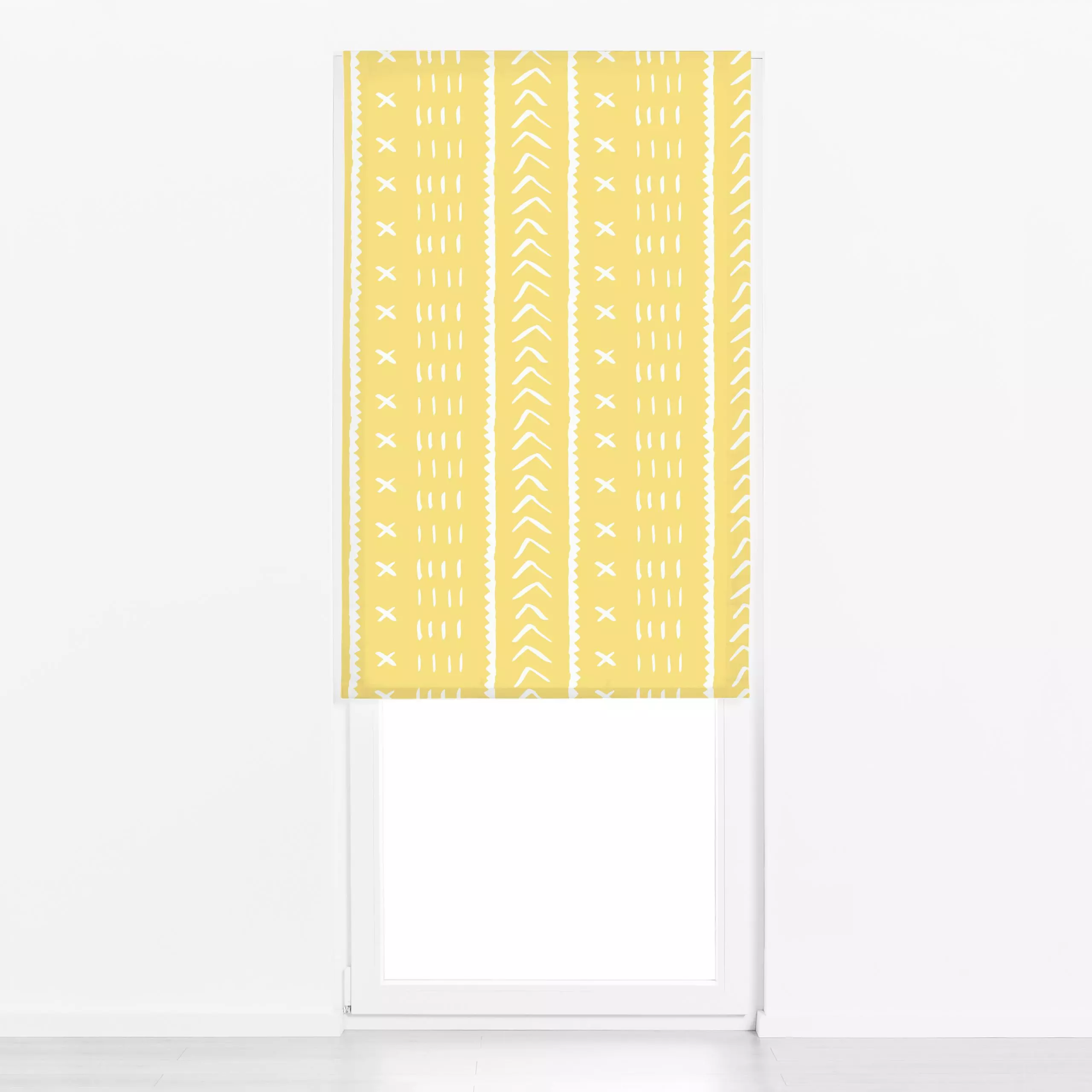 Raffrollo Boho Muster Sommer Gelb - Sommer, Symbole & Muster - von „Uta Naumann"; boho, Muster, Retro, Geometrisch, modern, ...