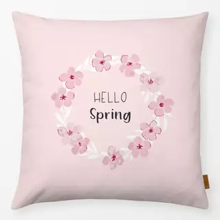 Kissen Hello Spring Kranz rosa