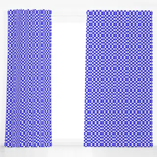 Dekovorhang Blue checkered pattern