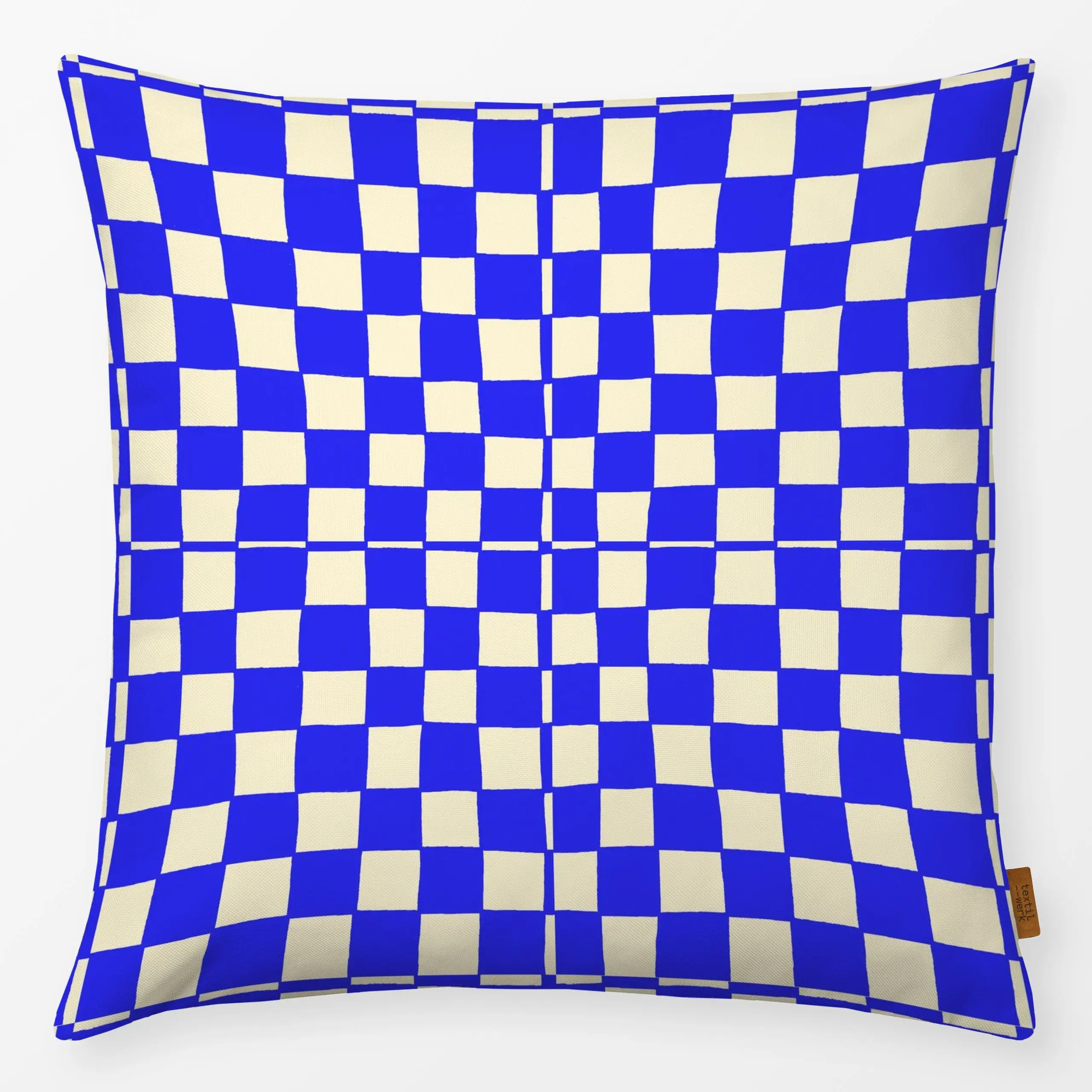 Kissen Blue checkered pattern - Symbole & Muster - von „By Anna Sienna"; Geometrisch, Münster, quadrate, blau, kariert, ging...