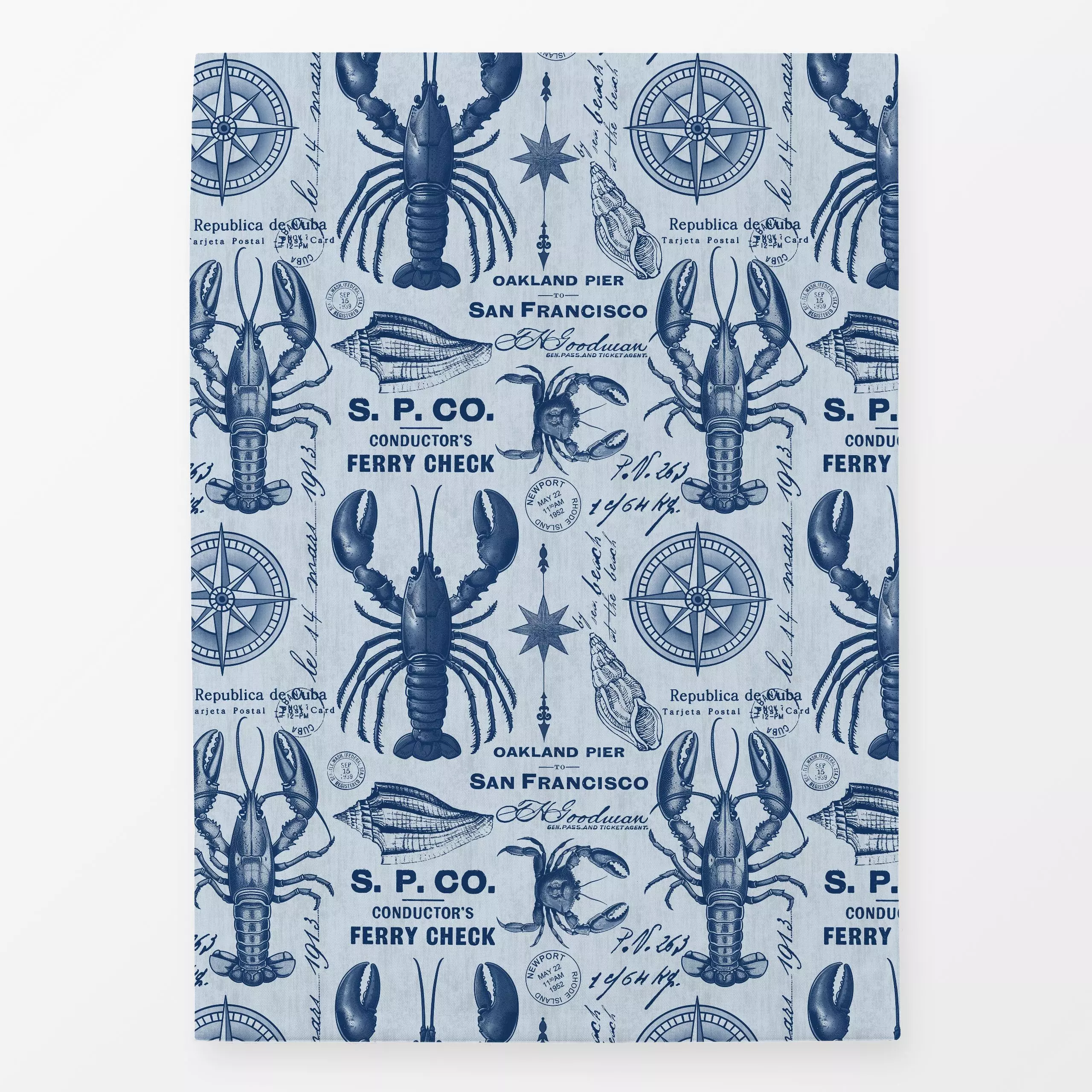 Geschirrtücher Retro Beach Memories Blue - Sommer, Retro & Vintage - von „Andrea Haase"; Meer, Strand, Meerestiere, Kreise, ...