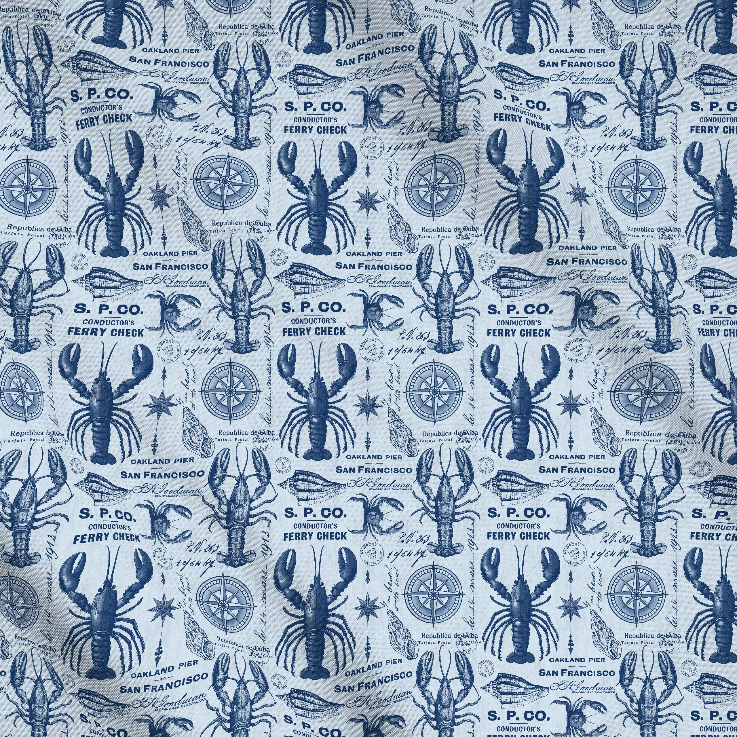 Meterware Retro Beach Memories Blue - Sommer, Retro & Vintage - von „Andrea Haase"; Meer, Strand, Meerestiere, Kreise, Urlau...