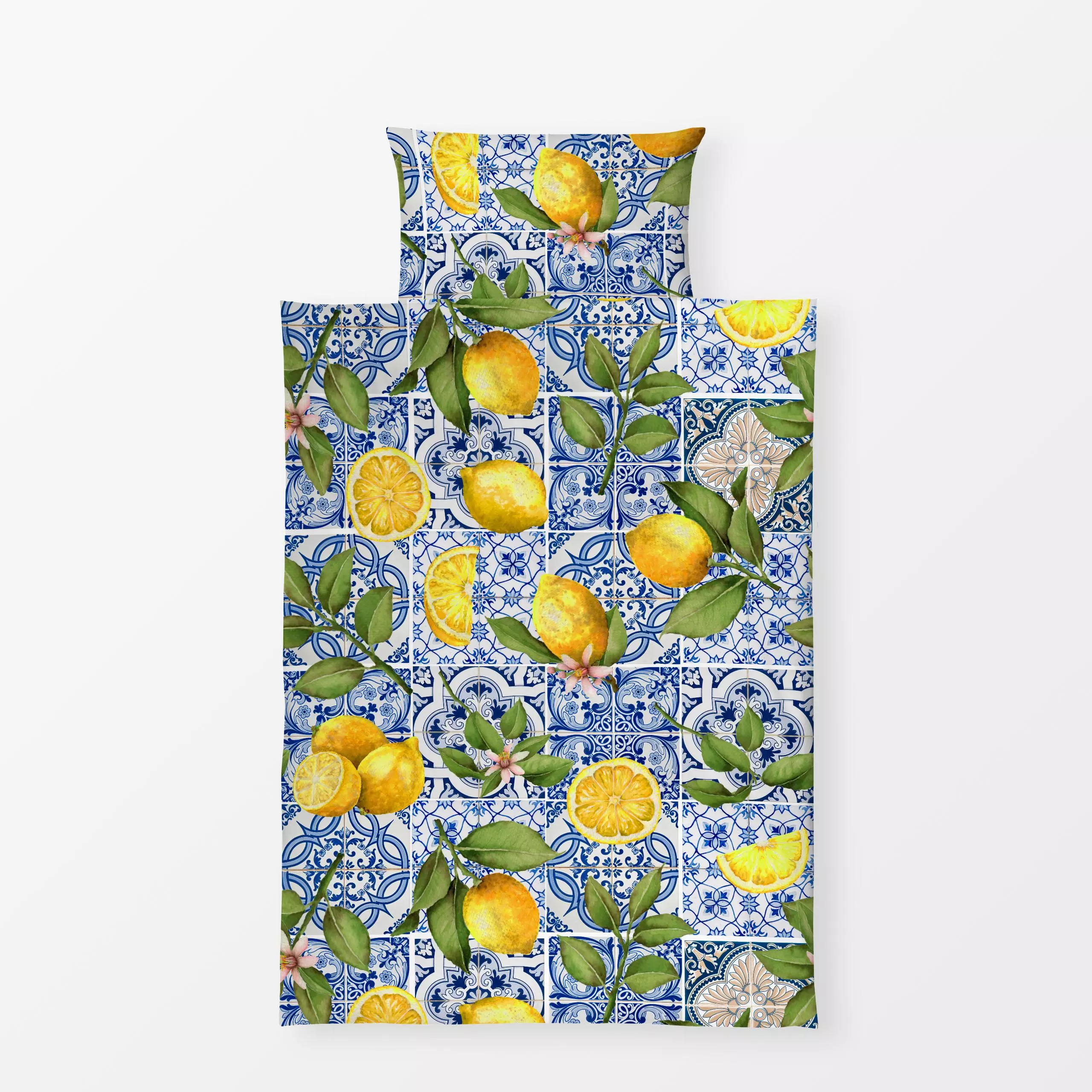 Bettwäsche Ibiza Sommer - Blumen & Florales, Sommer - von „Uta Naumann"; boho, Garten, Urlaub, mediterran, Zitronen, Bohemia...