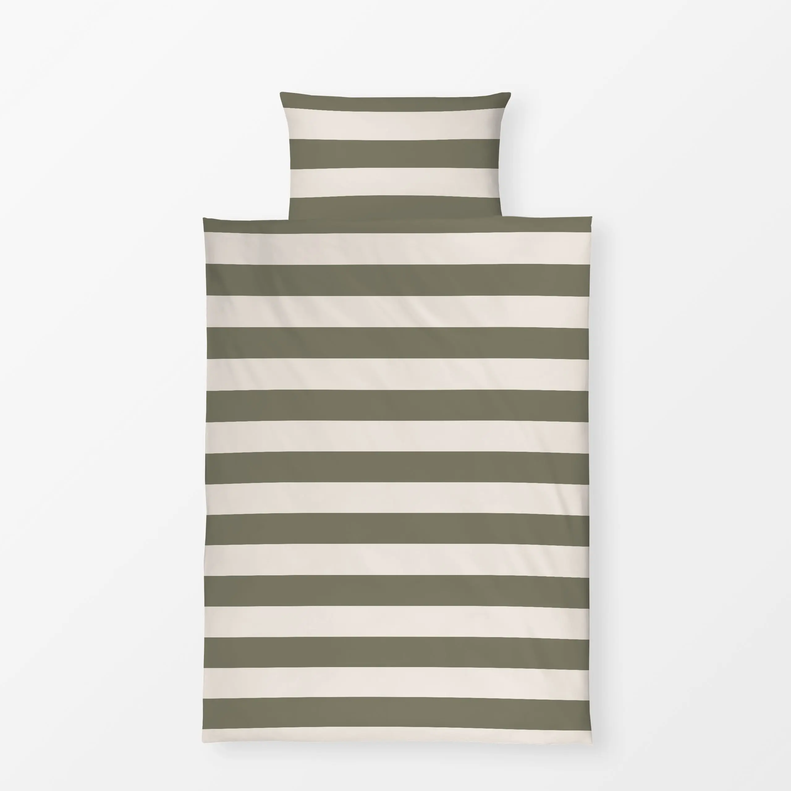 Bettwäsche oliv-beige breite Streifen - Sommer, Symbole & Muster - von „Sara Maria"; modern, Sommer, minimalistisch, Beach, ...