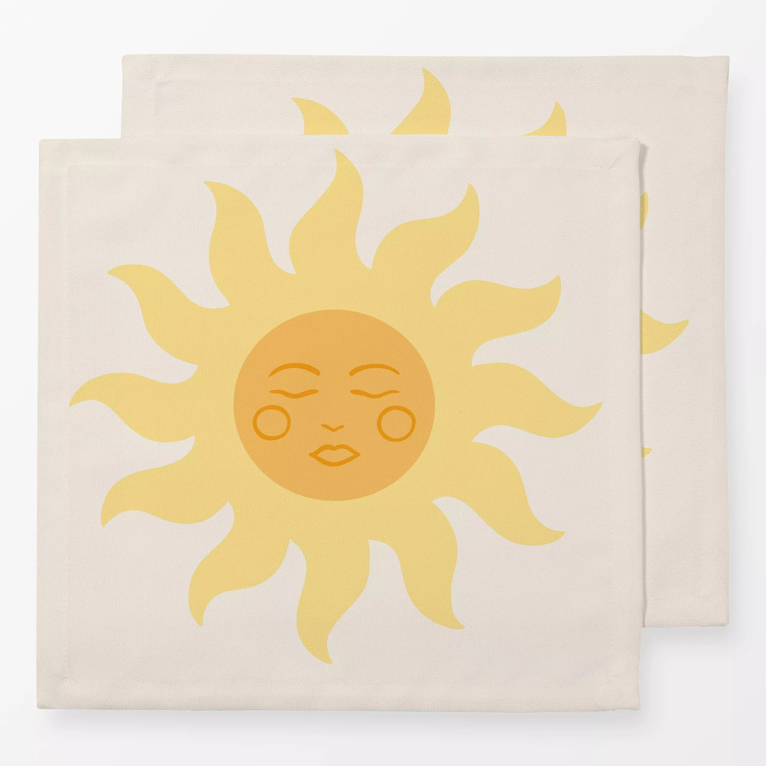 Servietten Sonne Gesicht - Natur & Landschaft, Astronomie & Weltraum - von „Studio Kesse"; boho, Sonne, Sommer, gelb, sunshi...