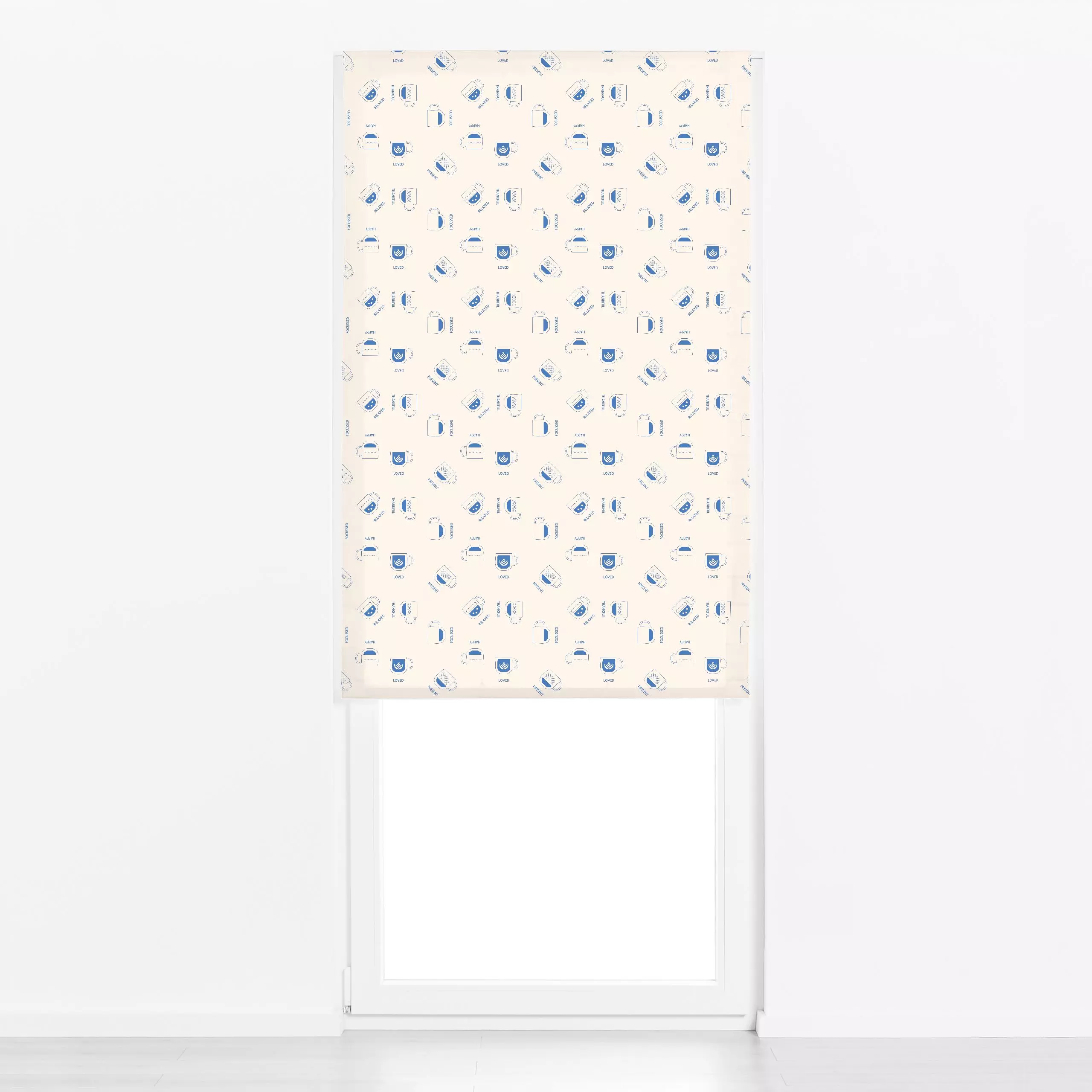 Raffrollo Coffee Moments Pattern - Küche, Essen & Trinken - von „Jana Moßmann"; Happy, Cappuccino, Coffee, focus, Tassen, co...