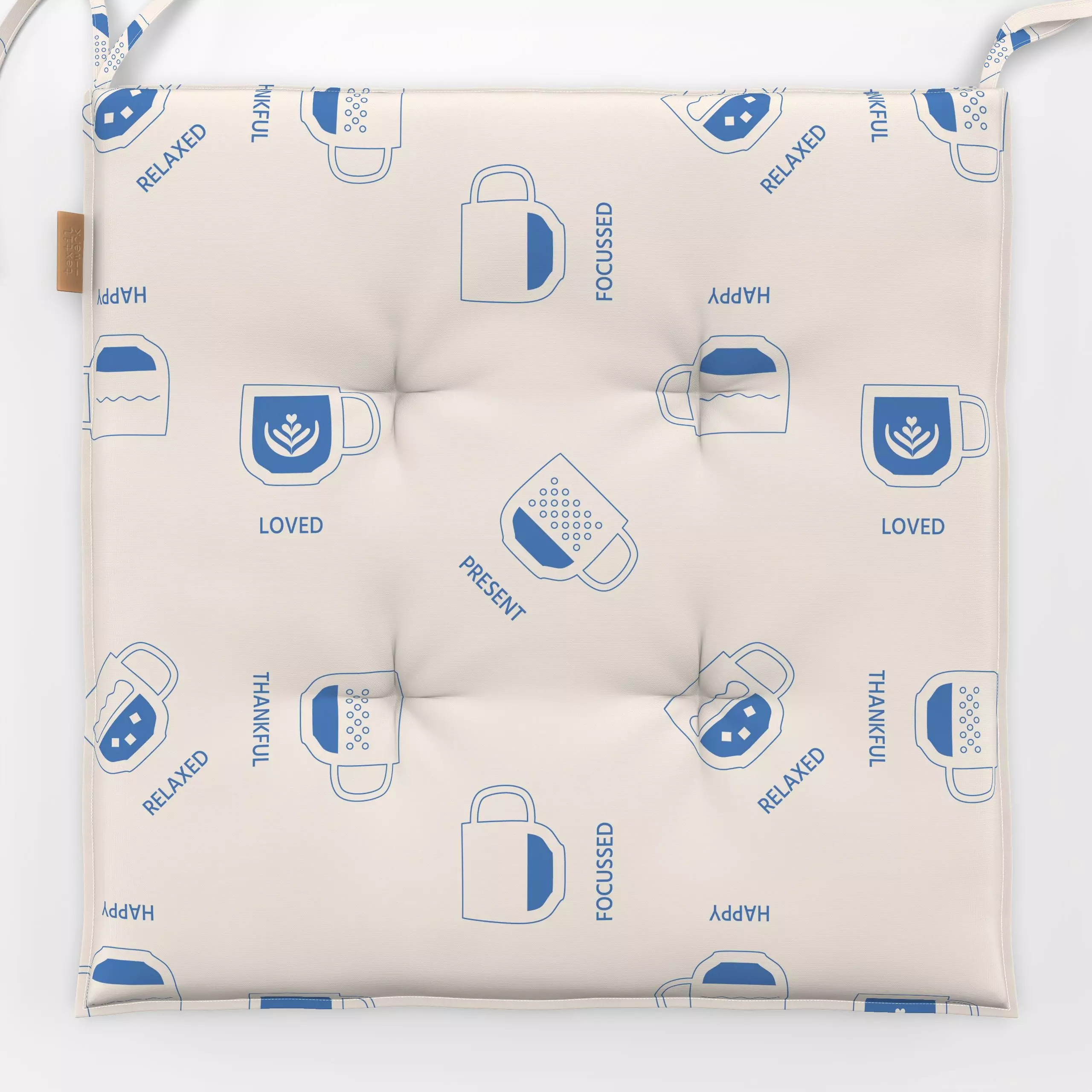 Sitzkissen Coffee Moments Pattern - Küche, Essen & Trinken - von „Jana Moßmann"; Happy, Cappuccino, Coffee, focus, Tassen, c...