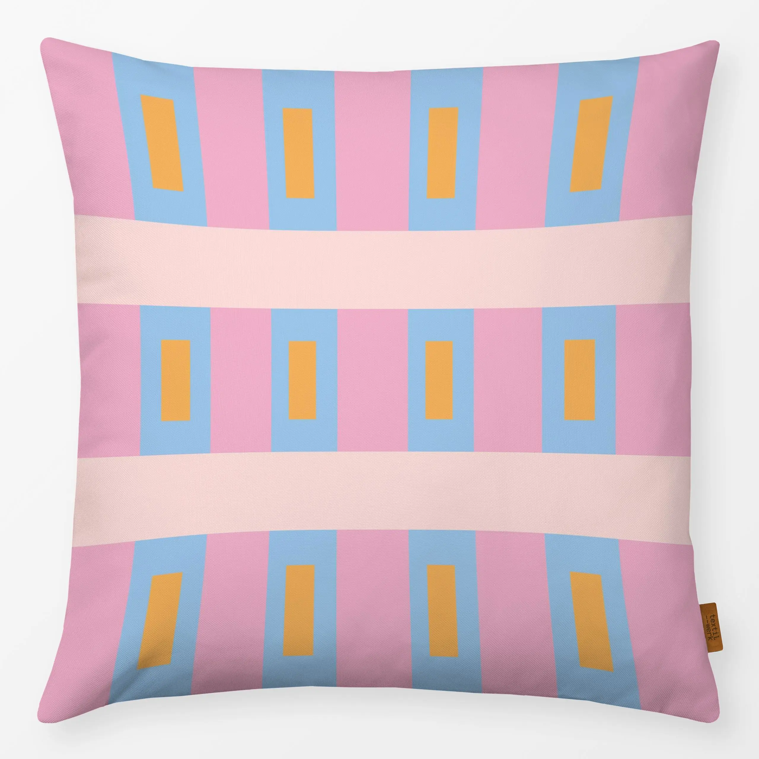 Kissen Urban Summer Vibes - Sommer, Symbole & Muster - von „Ines Keck"; Streifen, Retro, Geometrisch, Rechteck, stripes, ges...