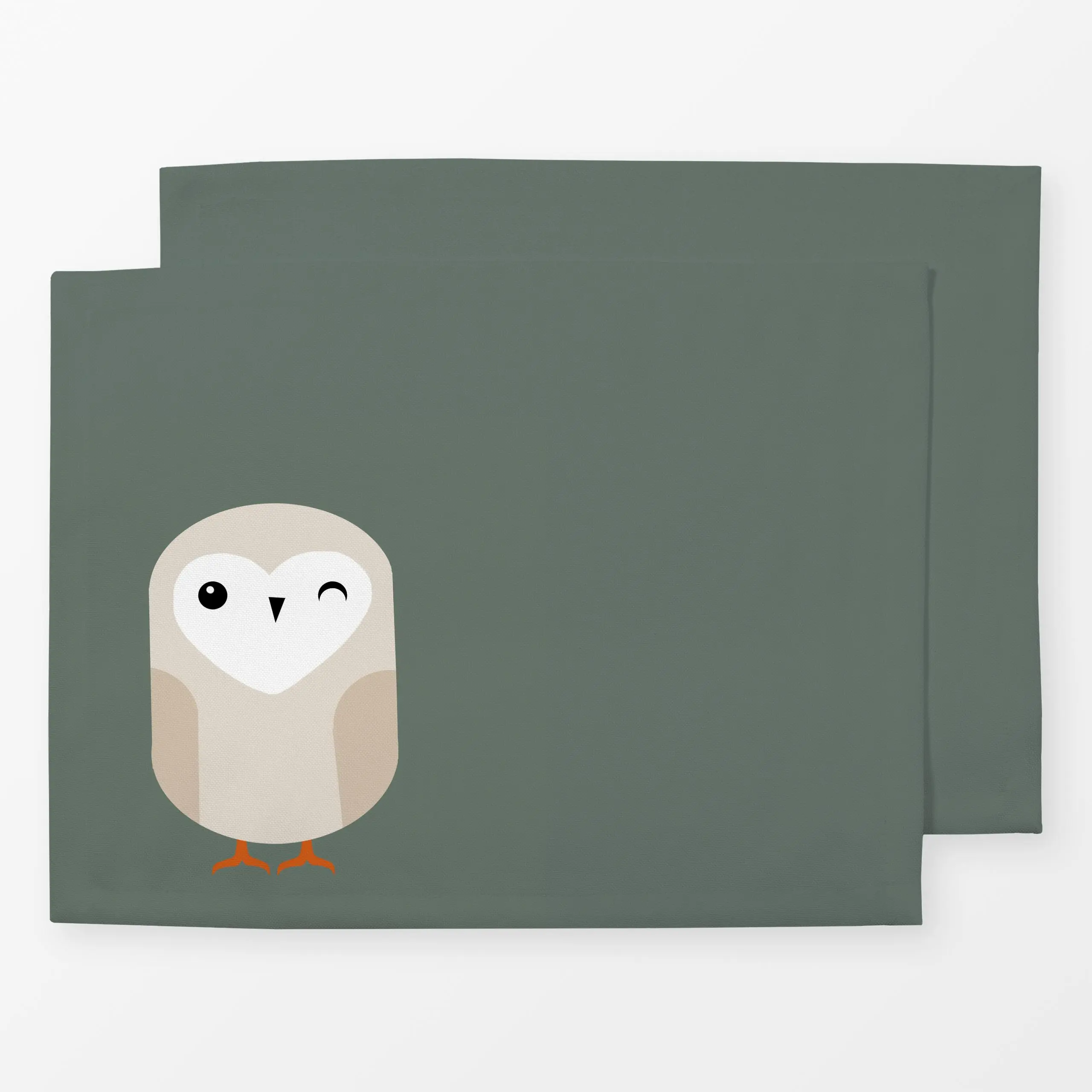 Tischset Schleiereule Grün - Kinderzimmer & Motive für Kinder, Tiere, Winter - von „Julia Reyelt"; boho, Natur, Vogel, Eule,...