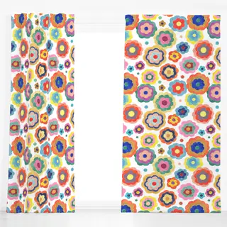 Dekovorhang Bunt Bold Retro Vintage Blumen