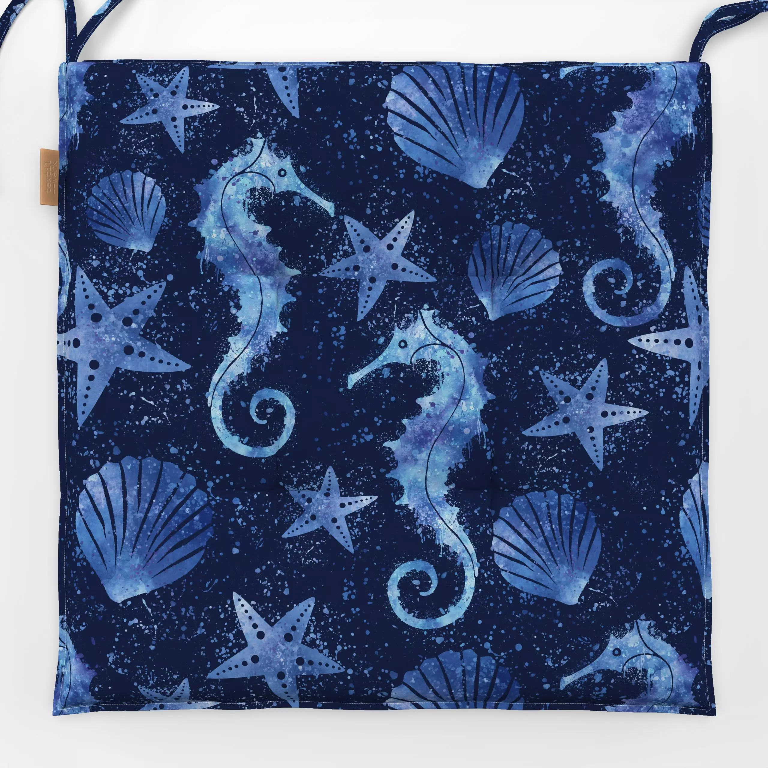 Sitzkissen Blue Summer Vibe - Natur & Landschaft, Sommer - von „Andrea Haase"; Meer, Strand, Fische, Sommer, Urlaub, blau, m...