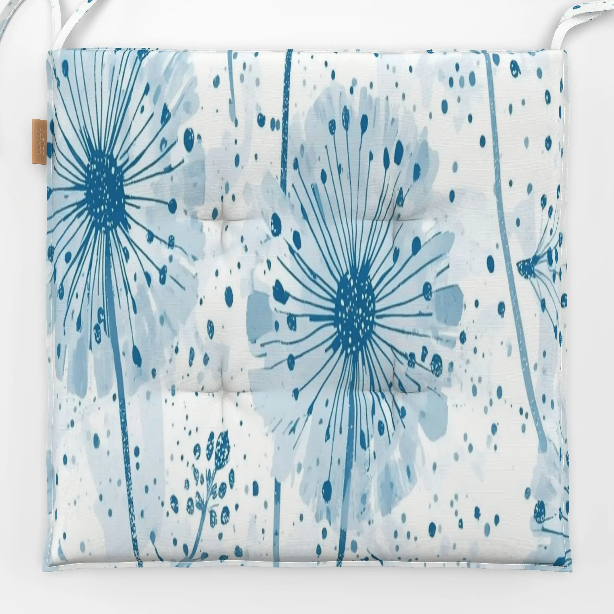 Sitzkissen blaue Pusteblume - Blumen & Florales - von „duundich"; boho, Muster, Wasserfarben, Aquarell, skandinavisch, Puste...