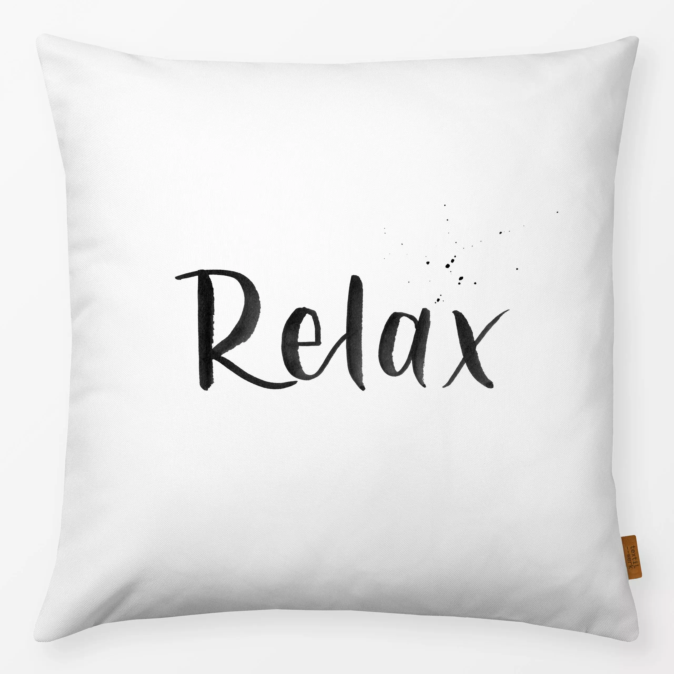Kissen Relax sw ink - Liebe, Romantik & Pride, Sprüche & Schriftzüge - von „Katrin Graff"; Yoga, typografie, Entspannung, Ru...