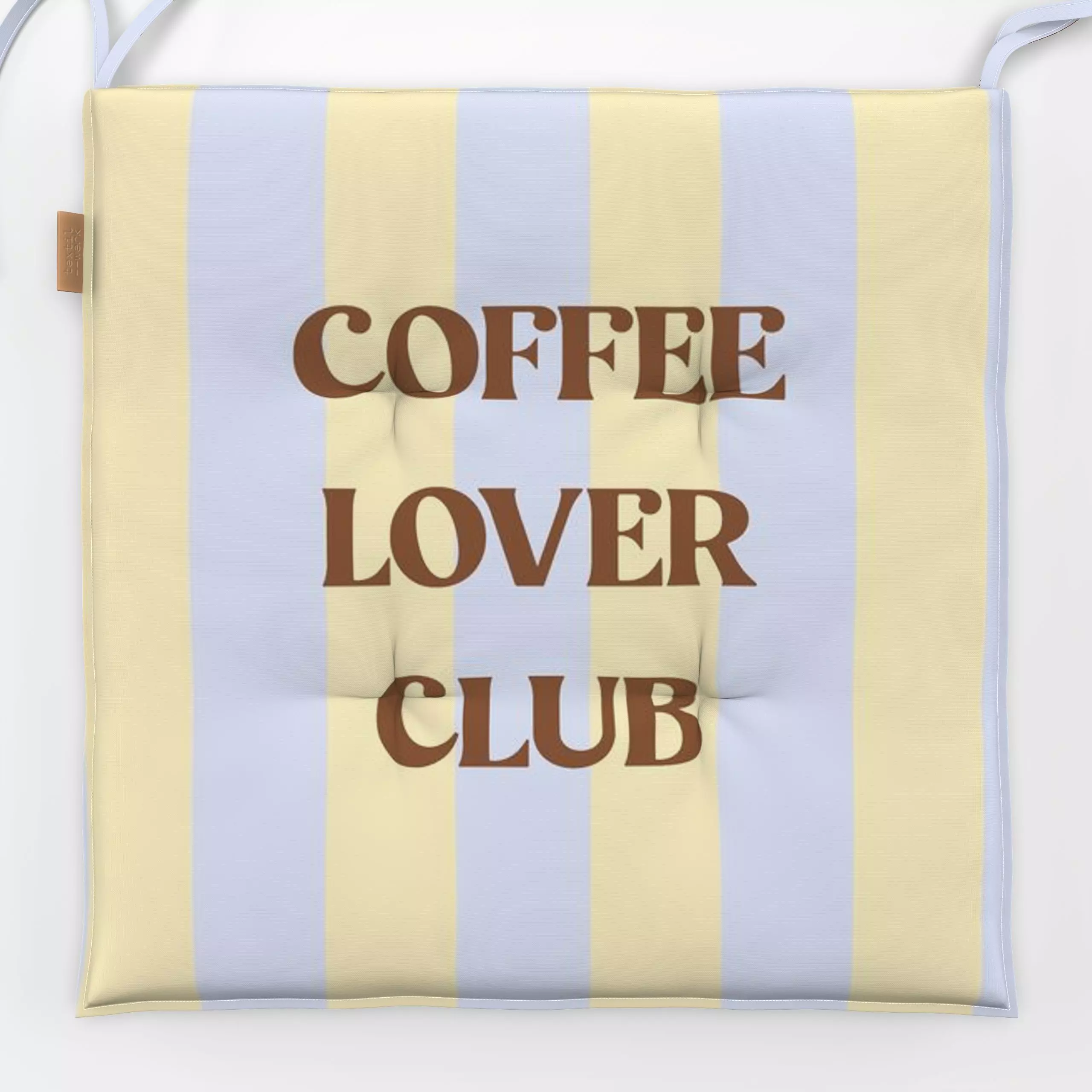 Sitzkissen COFFEE club StripesYellow - Sprüche & Schriftzüge, Symbole & Muster, Küche, Essen & Trinken - von „Studio ROSAGRA...