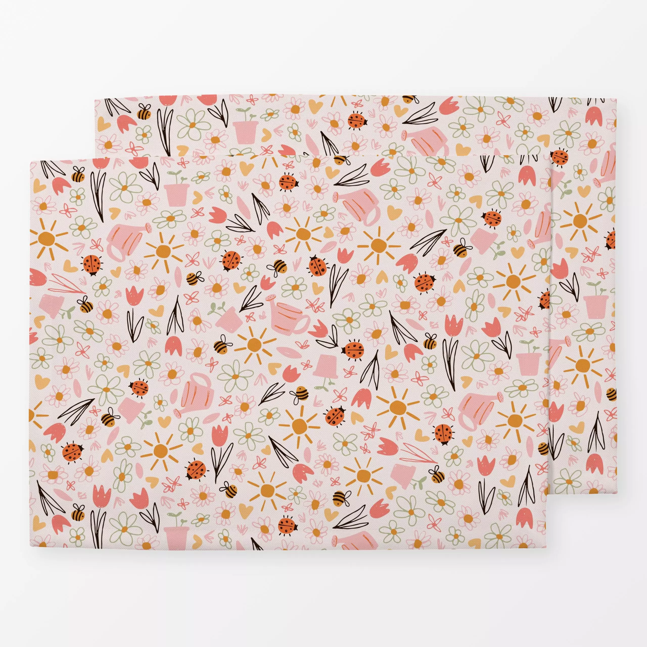 Tischset Springtime rosa, gemustert, fürs Kinderzimmer, Frühling, von Kathrin Woo