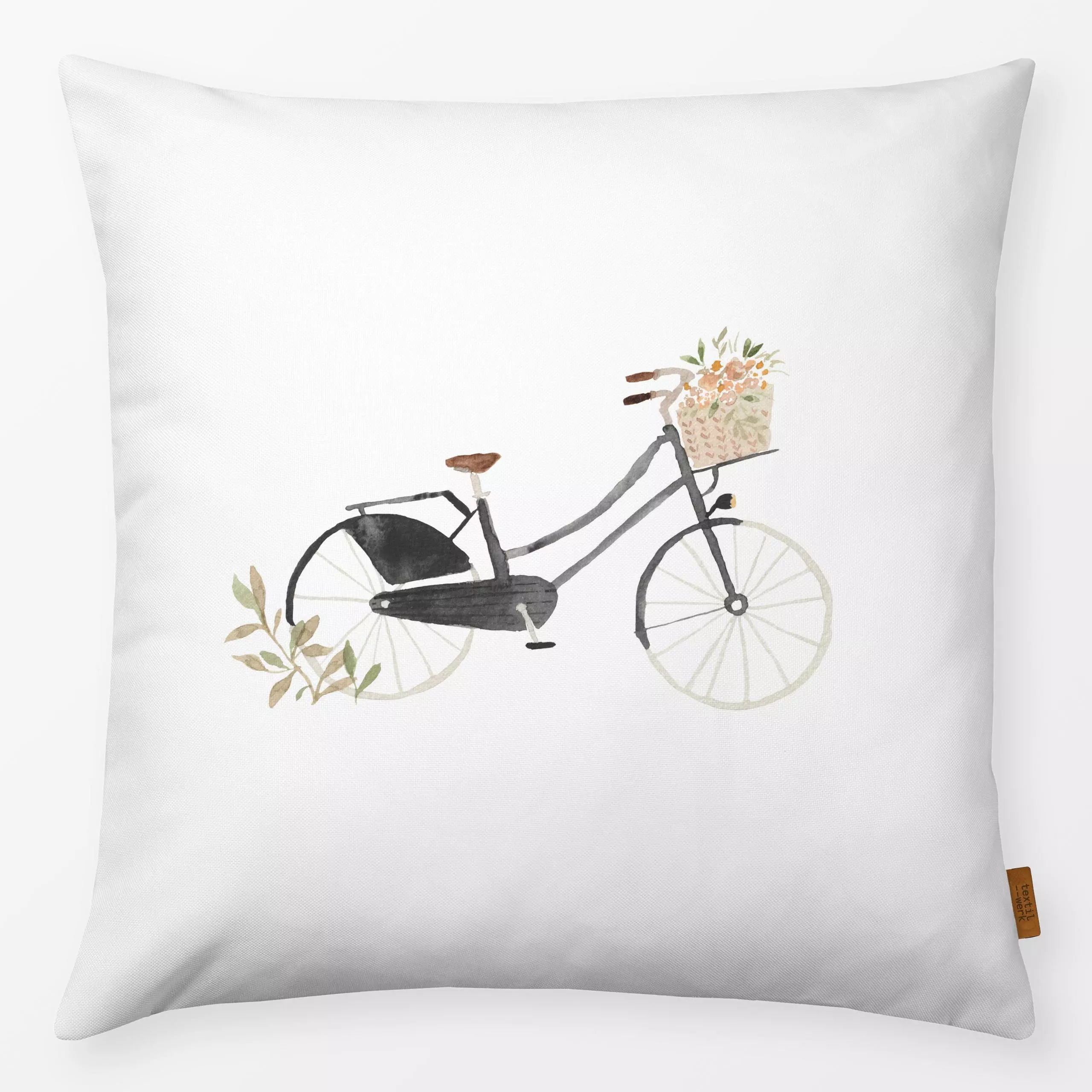 Kissen Flower Bike - Blumen & Florales, Sommer - von „youdiful"; Blumen, Wildblumen, Sommerblumen, Fahrrad, outdoor, Aquarel...
