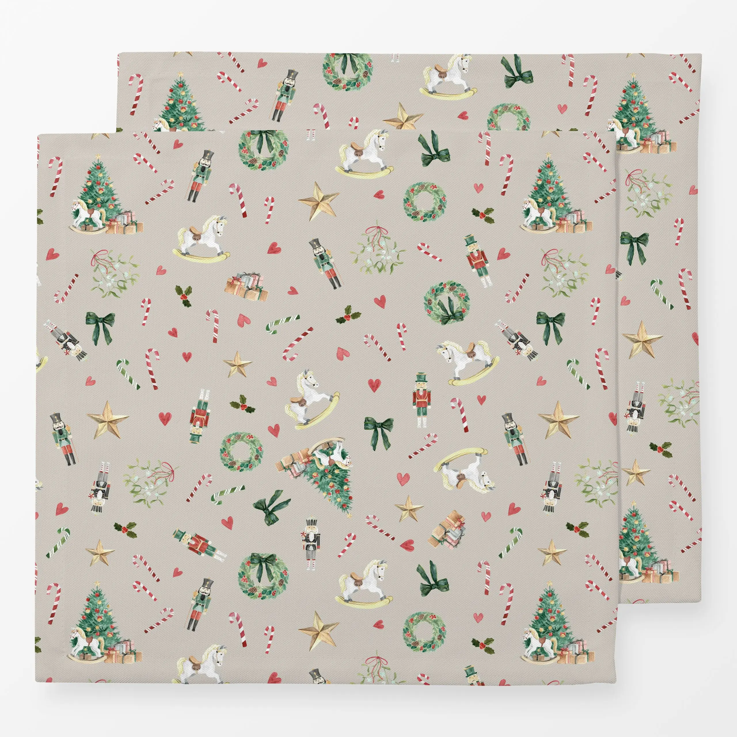 Servietten Weihnachtserinnerungen beige - Weihnachten, Winter - von „Katrin Graff"; landhaus, weihnachtlich, Weihnachtsdeko,...