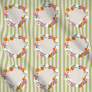 Meterware Wildblumenkranz Streifen Grün