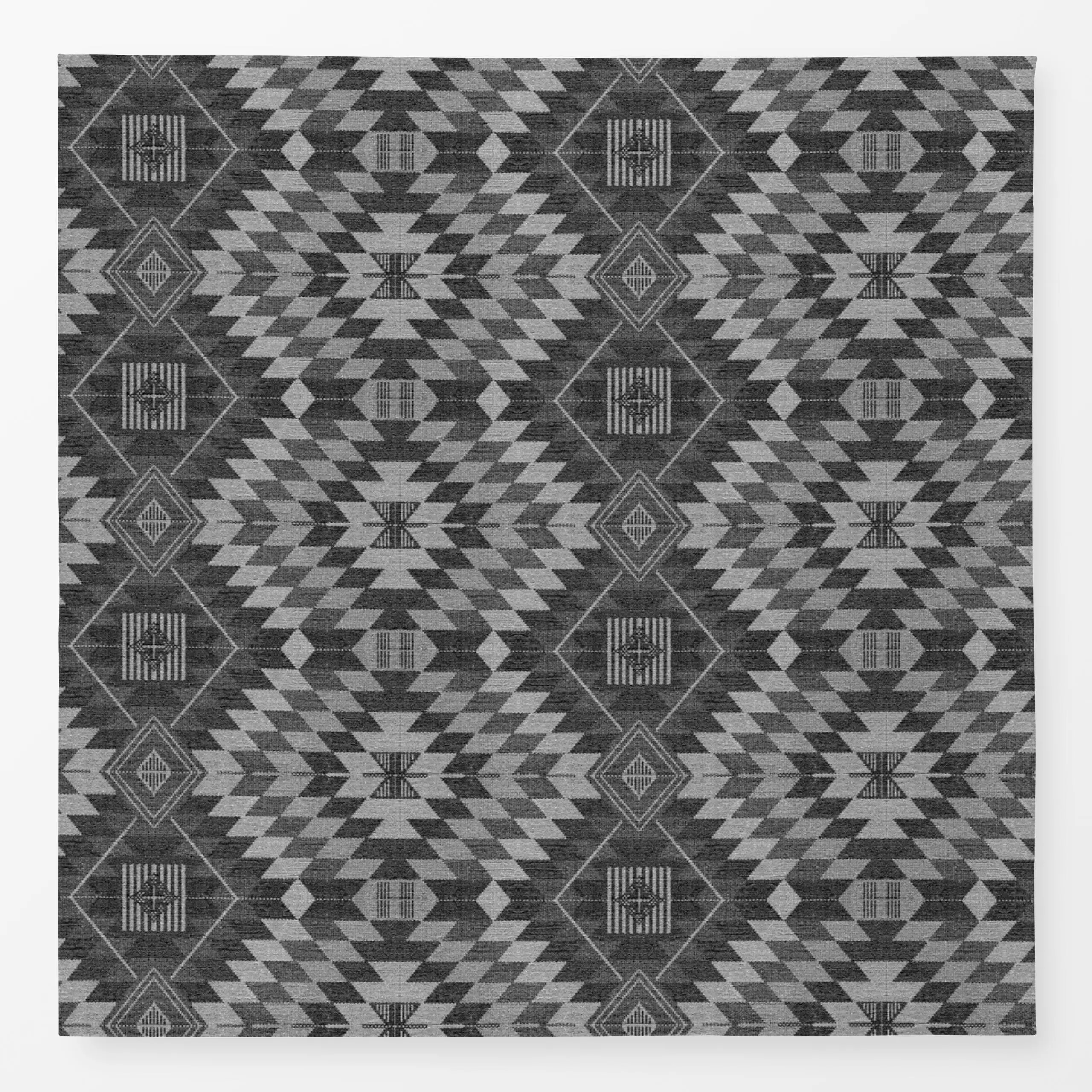 Tischdecke Geometric Kilim Grey - Symbole & Muster - von „BOUDOIR BOBO"; Muster, grau, Geometrisch, dunkelgrau, rauten, Raut...