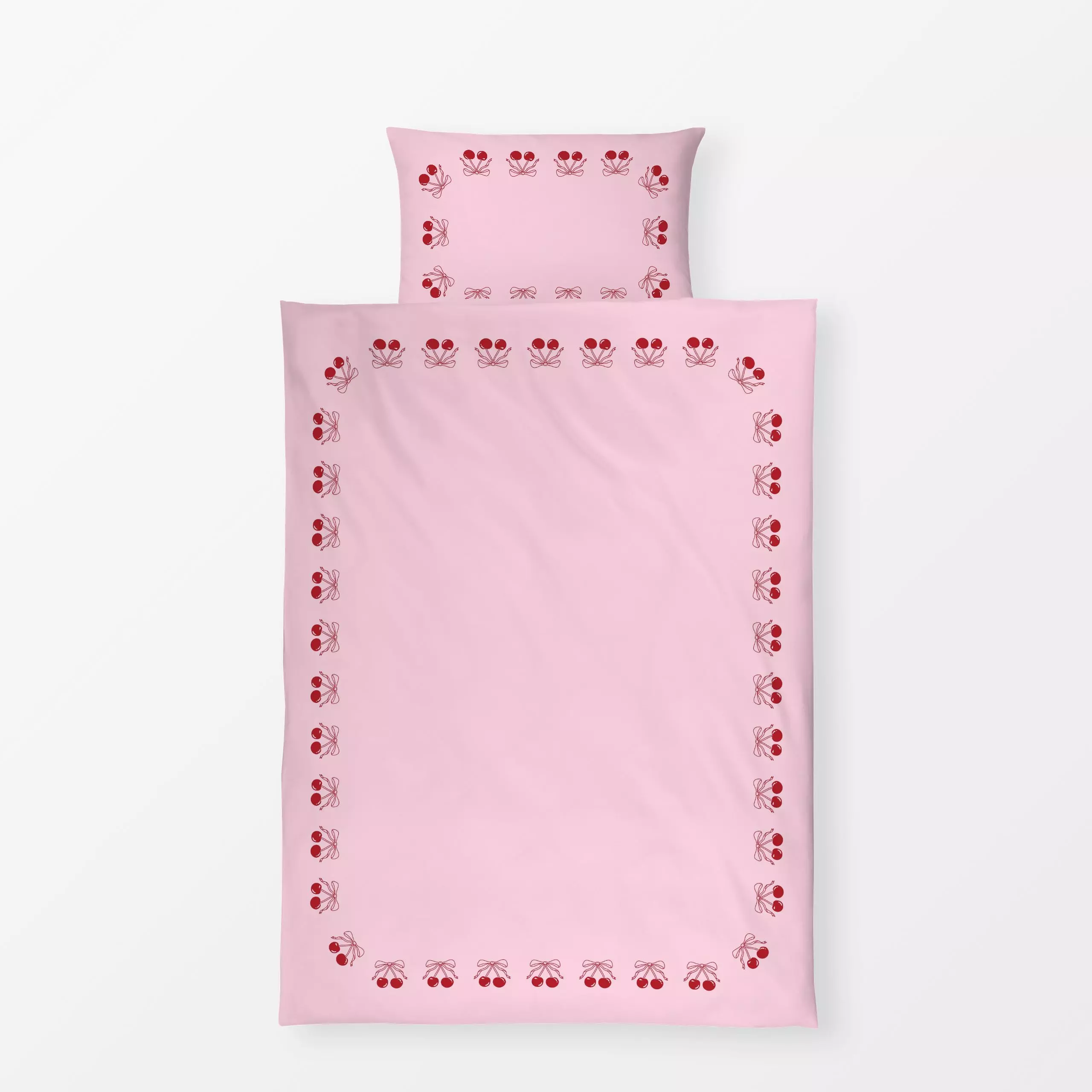 Bettwäsche Kirschenrand Rot Rosa - Frühling, Liebe, Romantik & Pride, Früchte - von „textilwerk"; Illustration, trend, gesch...